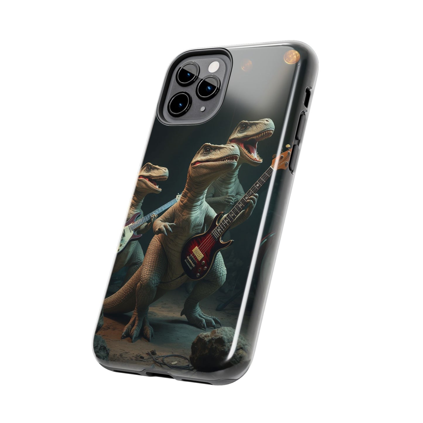 Rockin' Dinosaur Tough Phone Cases - Perfect for Music Lovers and Kids!