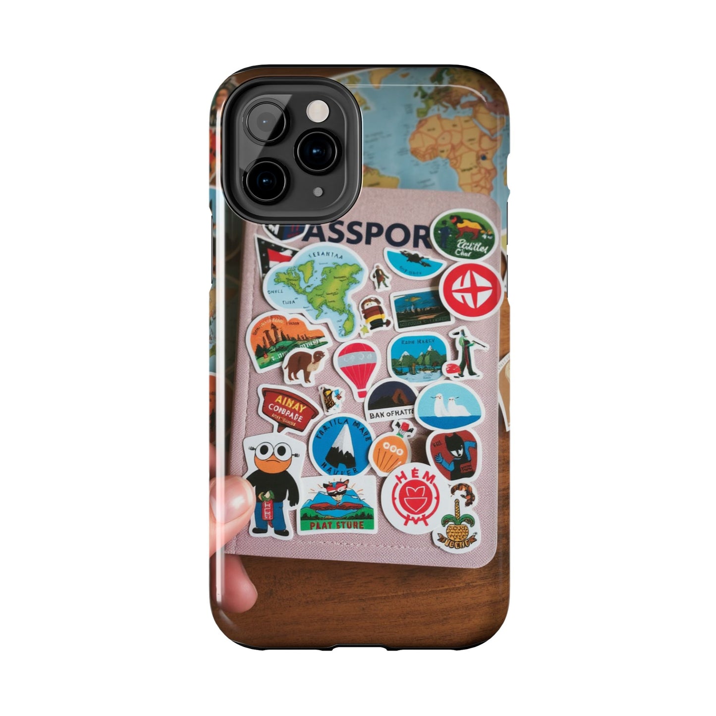 Adventure Stickers Phone Case - Tough Protection for Travel Lovers