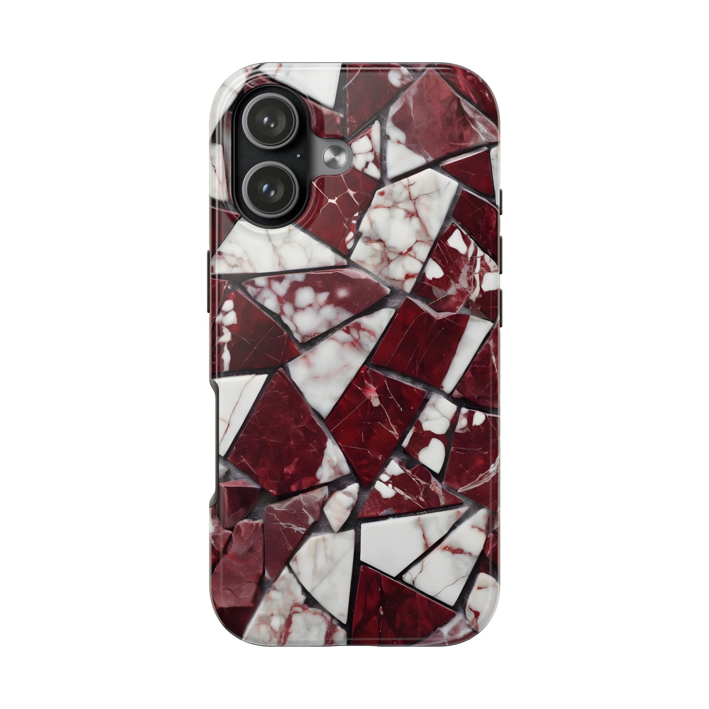 Shattered Dark Red Marble Pattern Tough Phone Case - Durable & Stylish Protection for iPhone