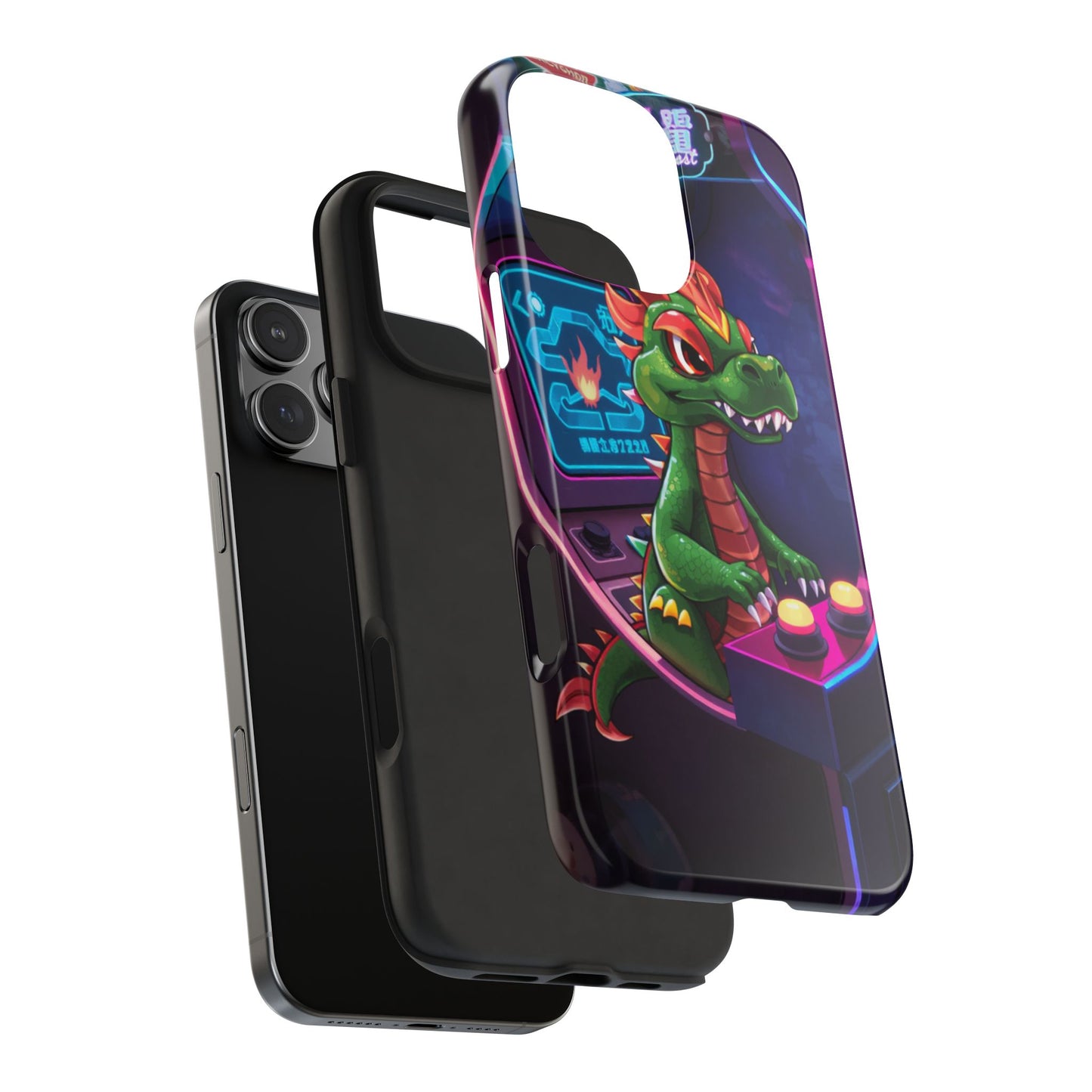 Retro Gamer Tough Phone Case with Dragon Design