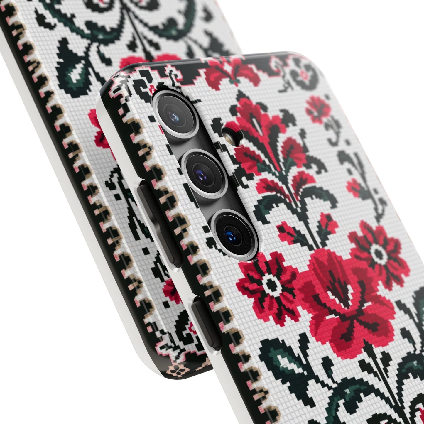 Traditional Floral Knit Tough Phone Cases - Durable Protection with Vintage Style - for iPhone