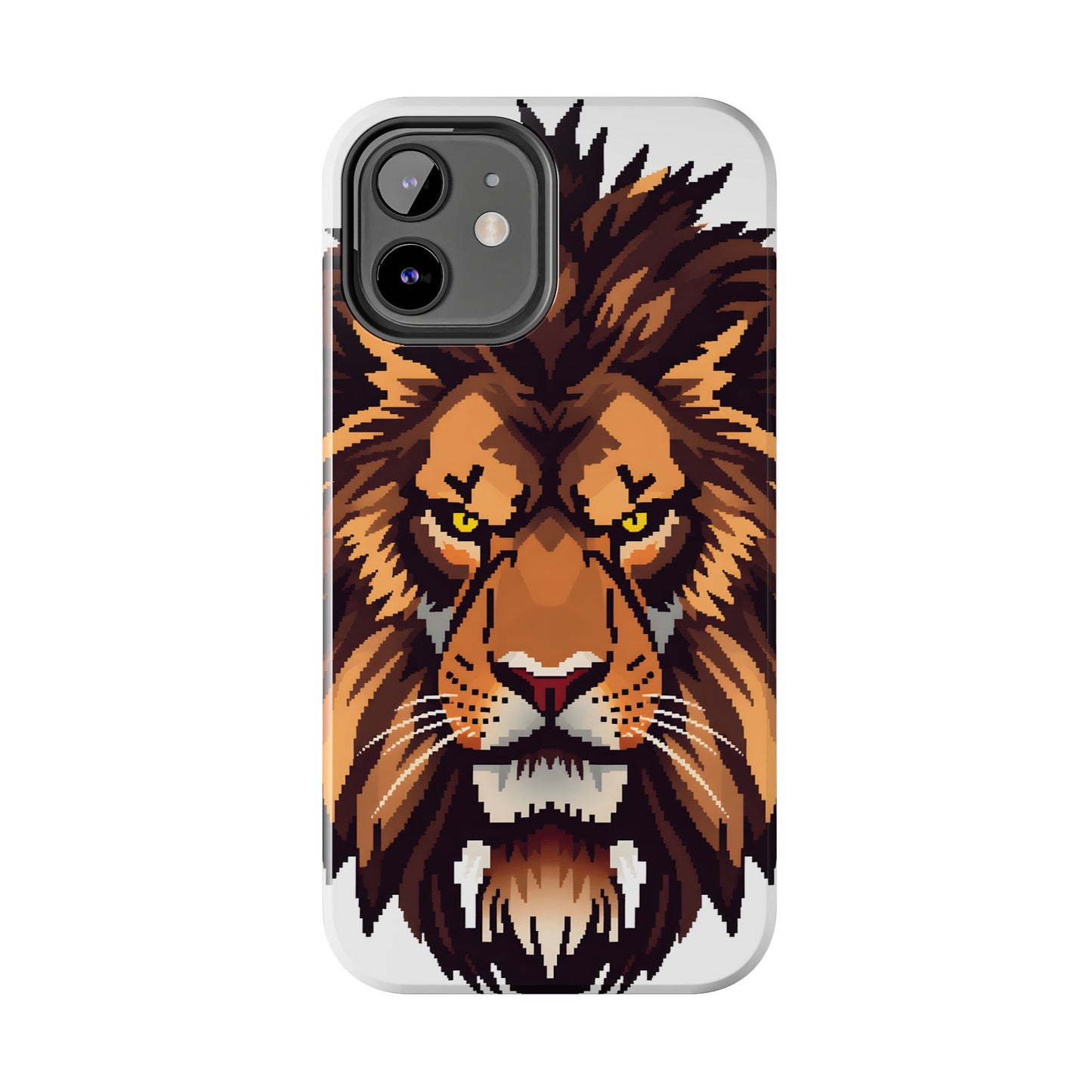 Fierce Pixelated Lion Tough Phone Case - Durable Design for Animal Lovers - for iPhone