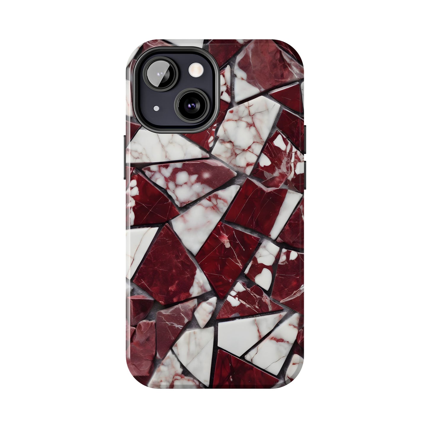 Shattered Dark Red Marble Pattern Tough Phone Case - Durable & Stylish Protection for iPhone