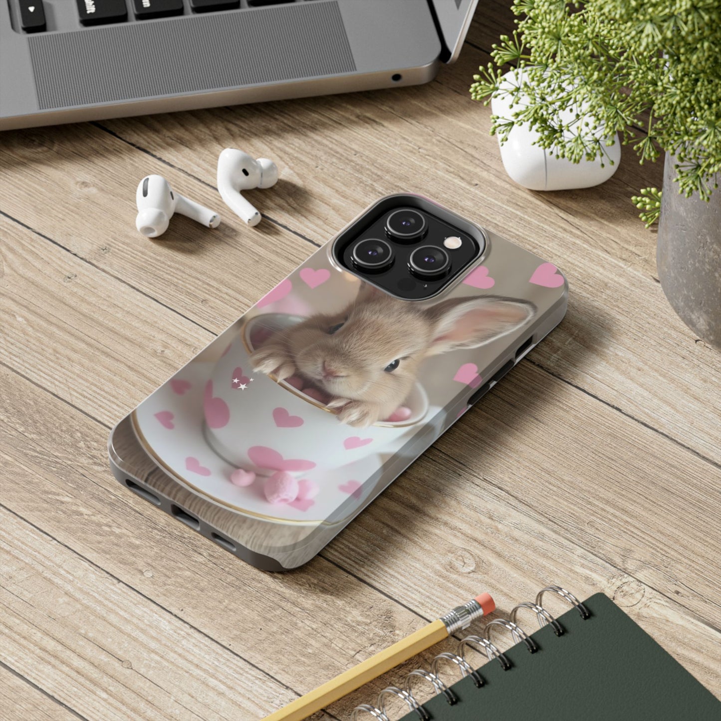 Adorable Bunny Phone Case with Heart Design - Cute Gift for Animal Lovers