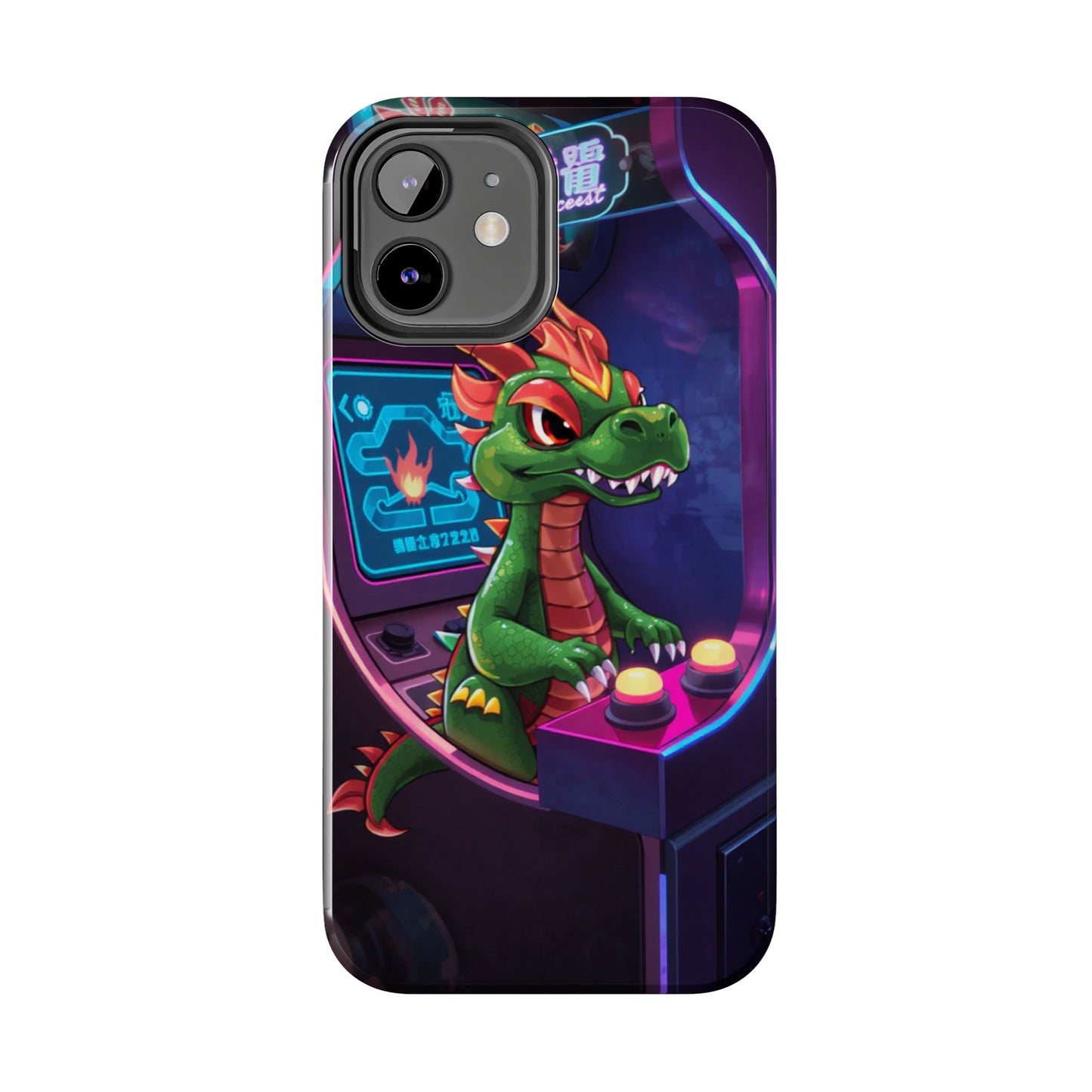 Retro Gamer Tough Phone Case with Dragon Design
