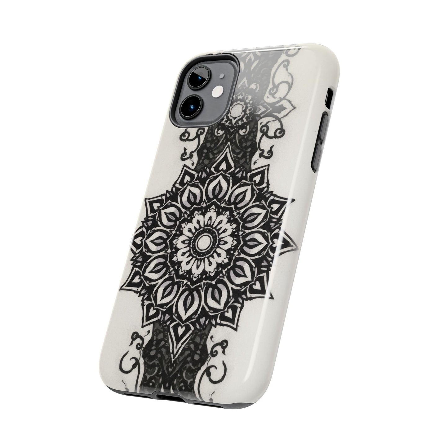 Stylish Tough Phone Cases with Dark Mandala Design - Durable and Unique Protection - for iPhone