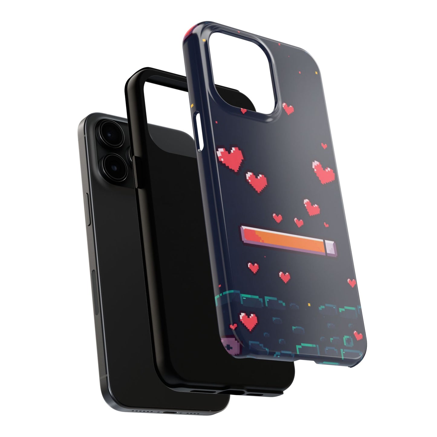 Pixel Heart Tough Phone Case - Retro Gamer Style for Valentine's Day