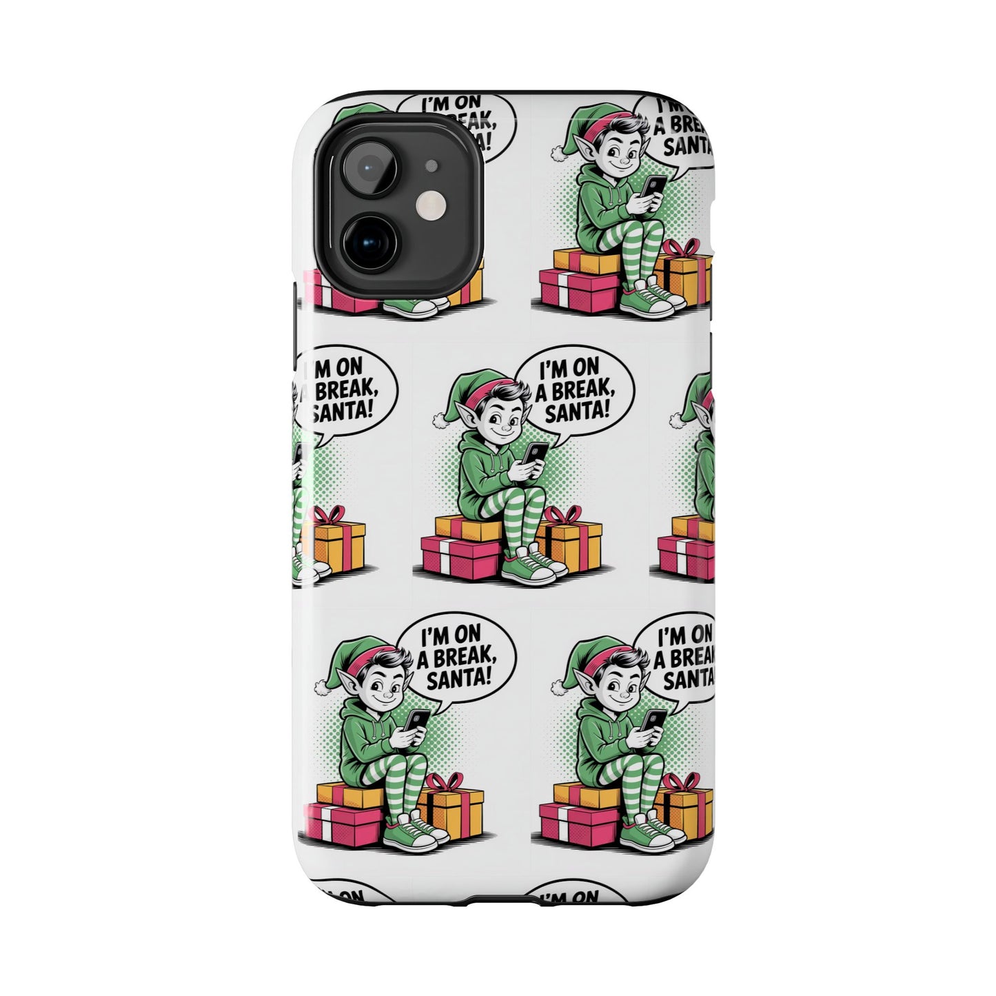 Christmas Elf Tough Phone Case - I'm on a Break, Santa Pattern!
