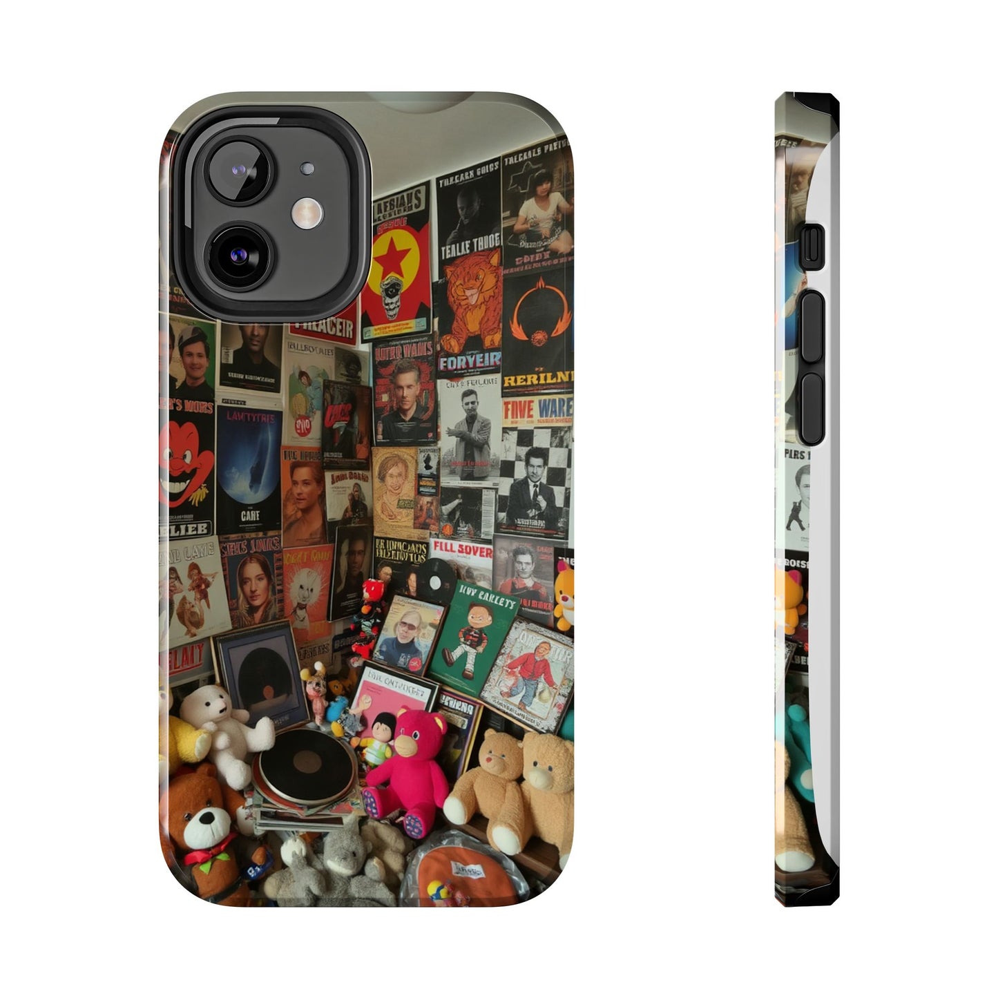 Retro Vibe Tough Phone Case - Vintage Movie Posters & Plush Toys Design