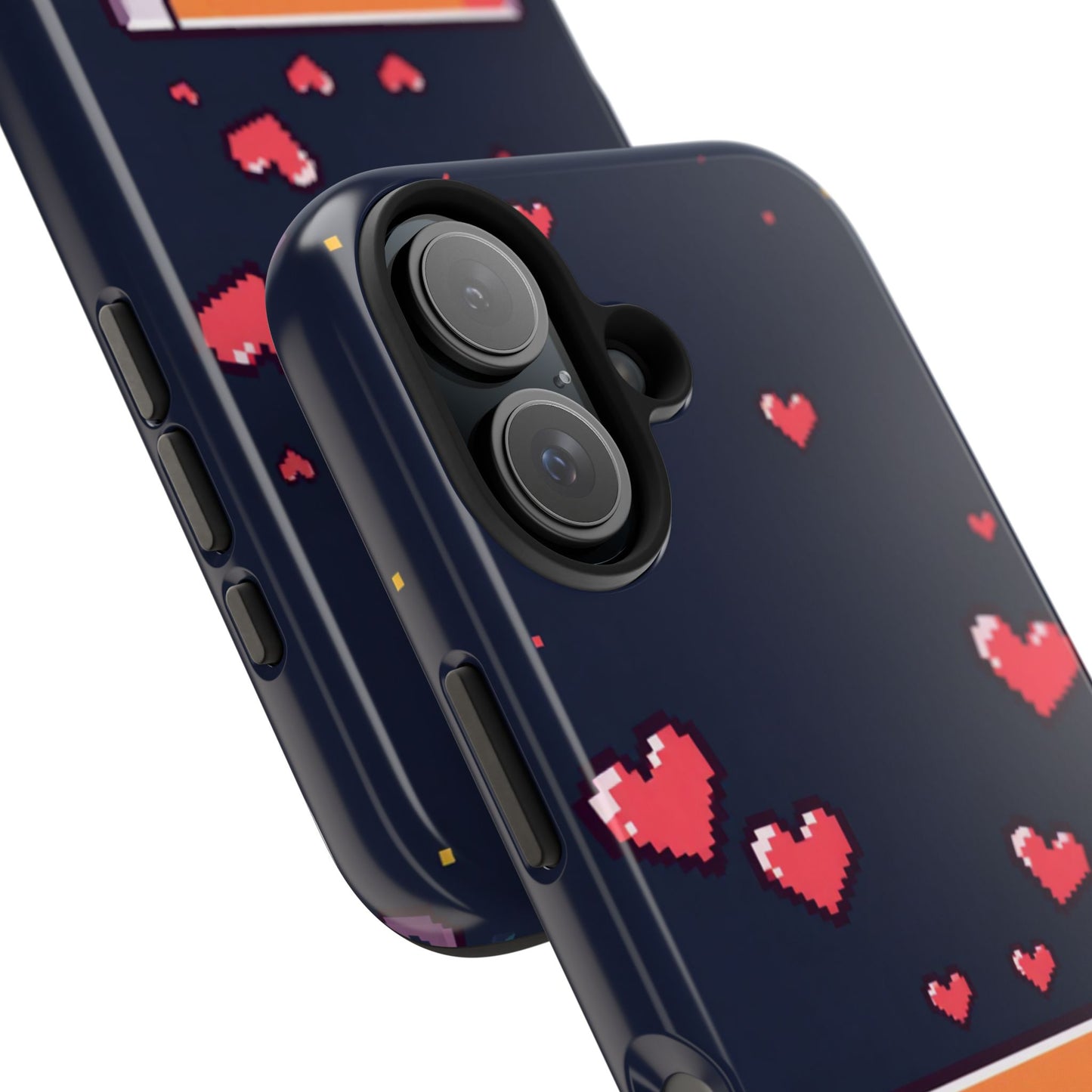 Pixel Heart Tough Phone Case - Retro Gamer Style for Valentine's Day