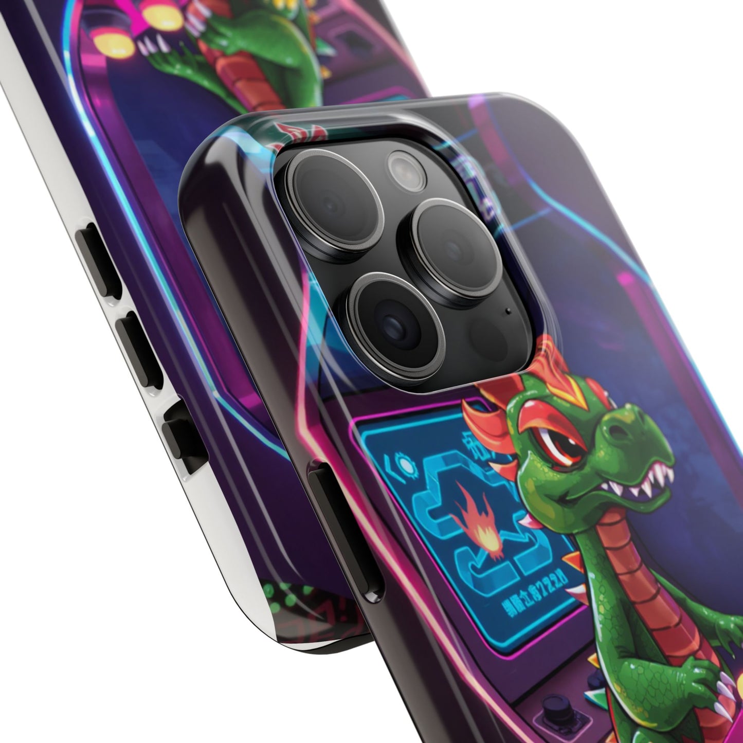 Retro Gamer Tough Phone Case with Dragon Design