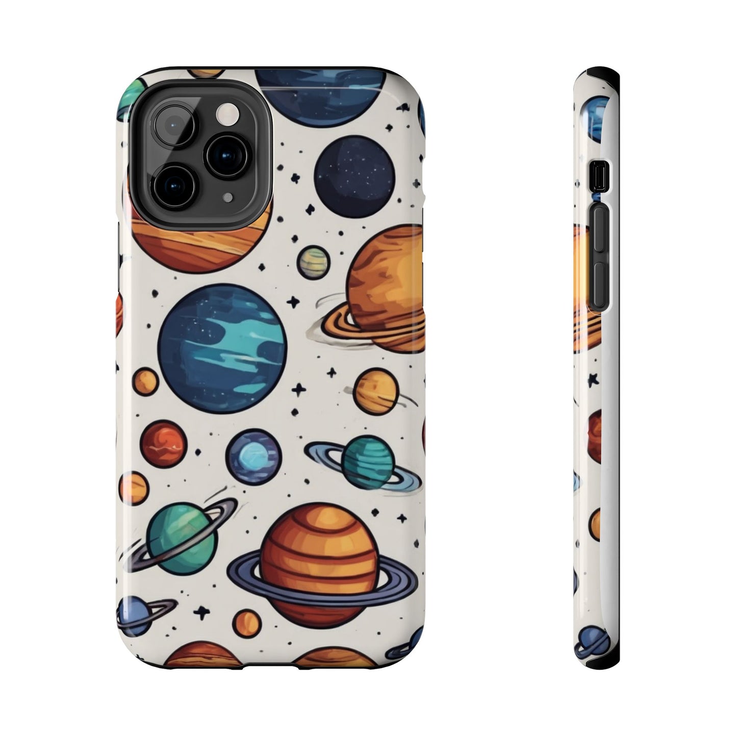 Cosmic Galaxy Tough Phone Case - Planetary Cartoon Design - for iPhone