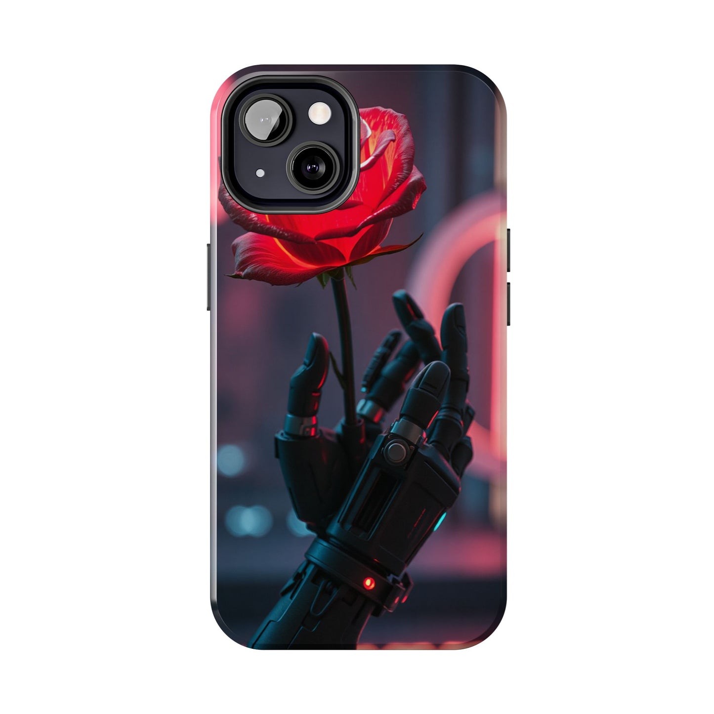 Futuristic Tough Phone Case with Robotic Rose Design | Durable Protection