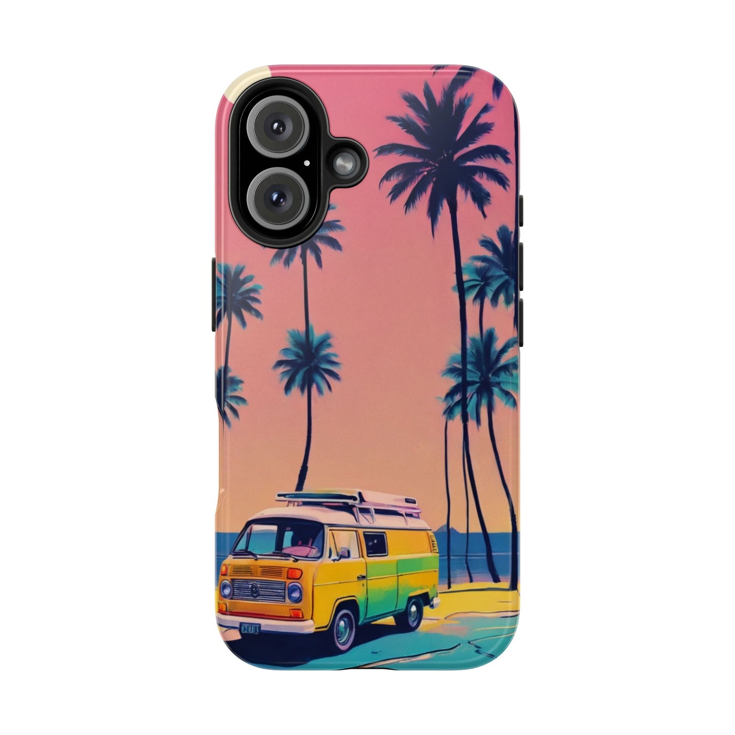 Tropical Beach Vibe Tough Phone Case - Vintage Van Design - for iPhone