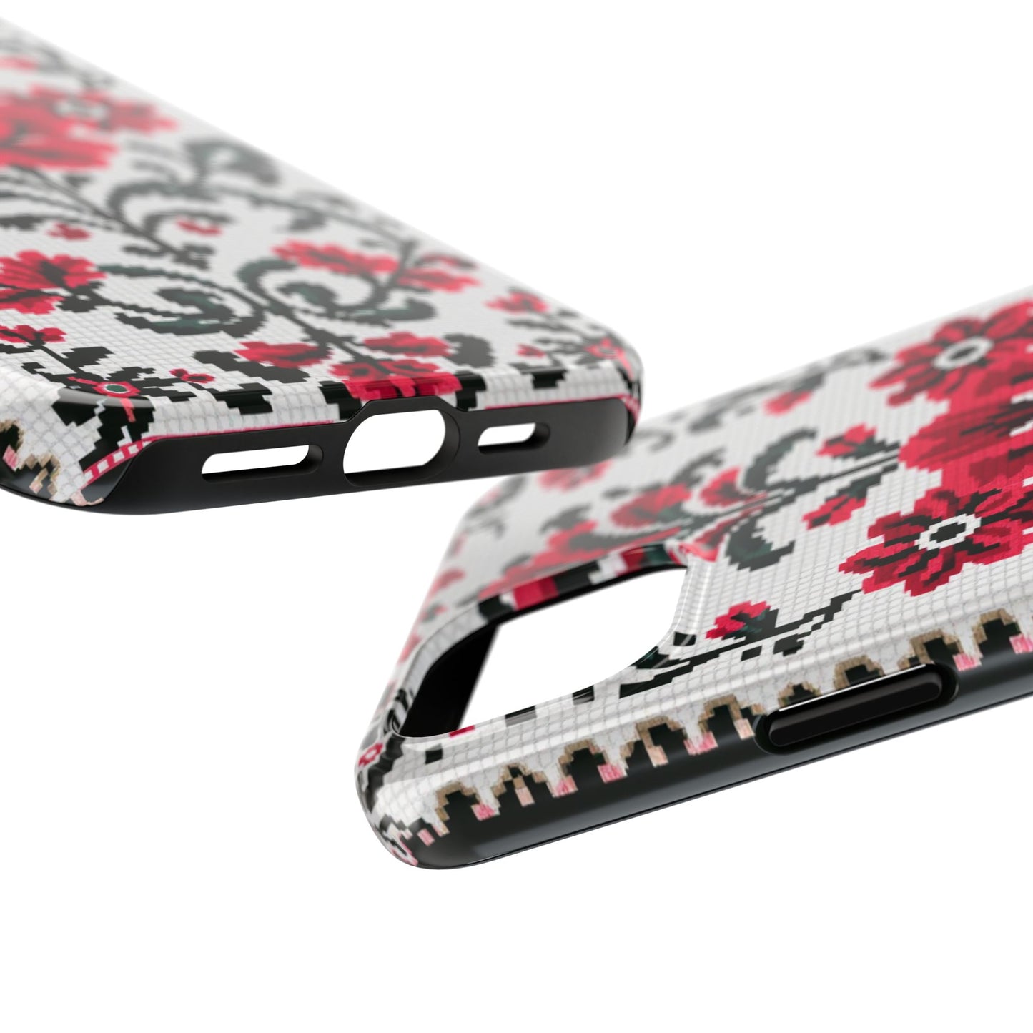 Traditional Floral Knit Tough Phone Cases - Durable Protection with Vintage Style - for iPhone