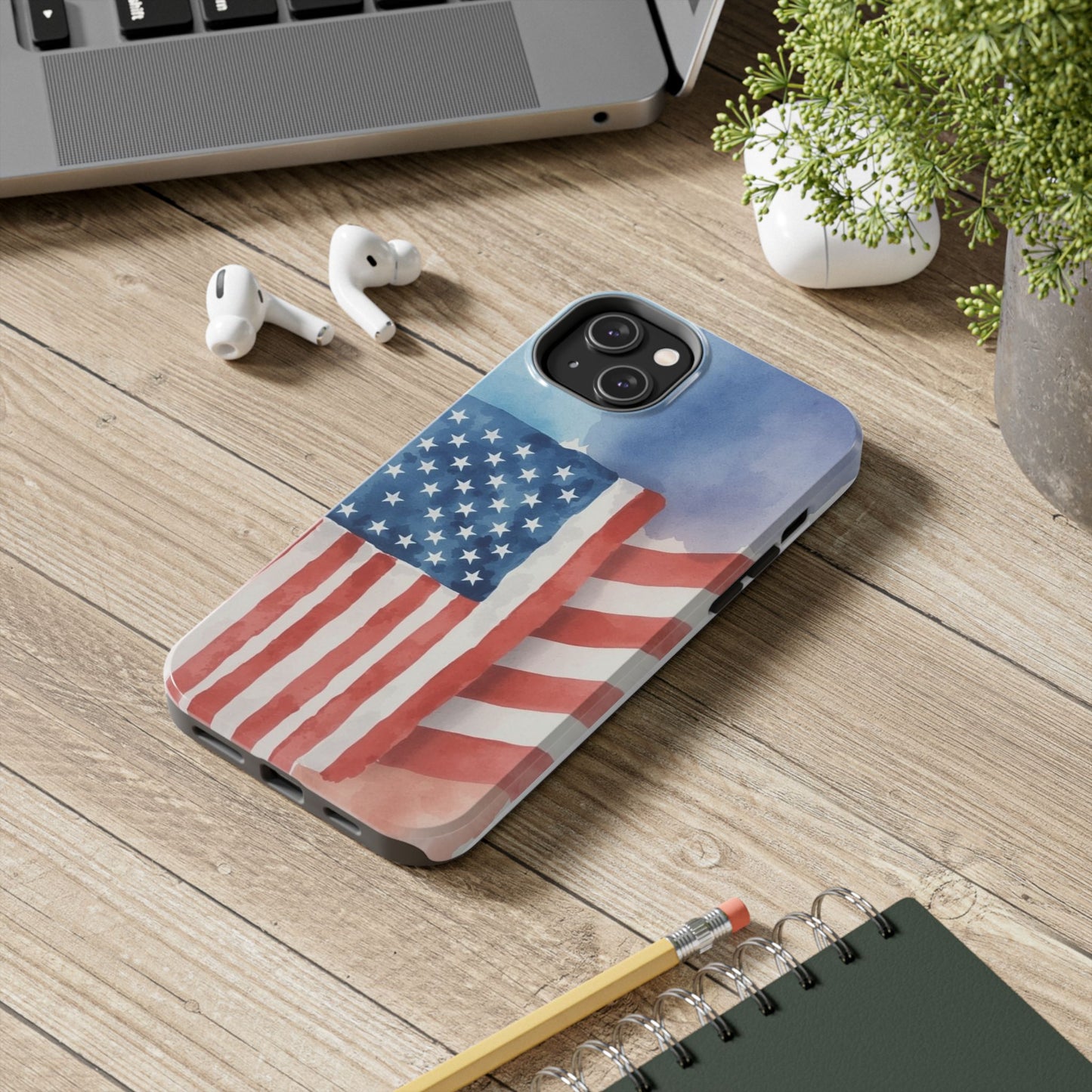 Abstract Watercolor American Flag Design - Tough Phone Case - for iPhone