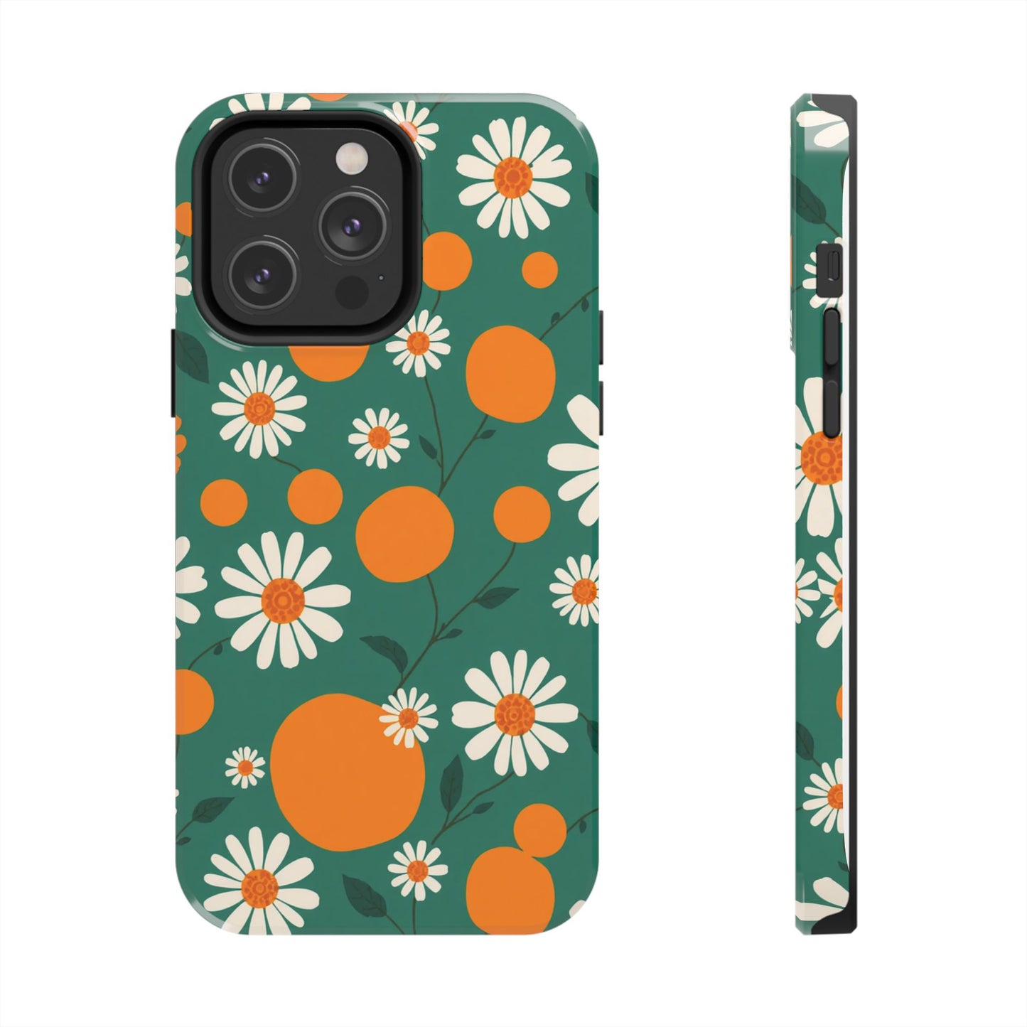 Floral Tough Phone Case - Daisy & Orange Design