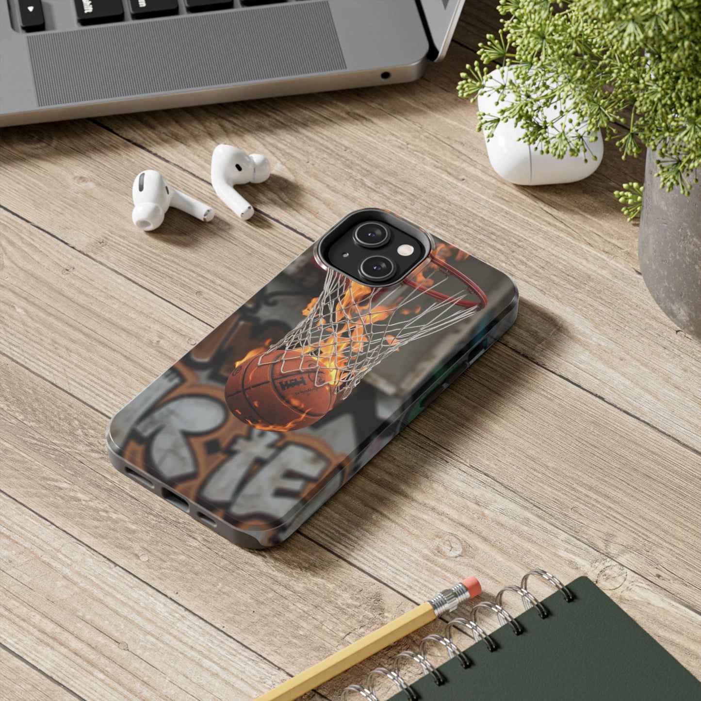 Fire Basketball Tough Phone Case - Durable Sporty Design for Athletes & Fans
