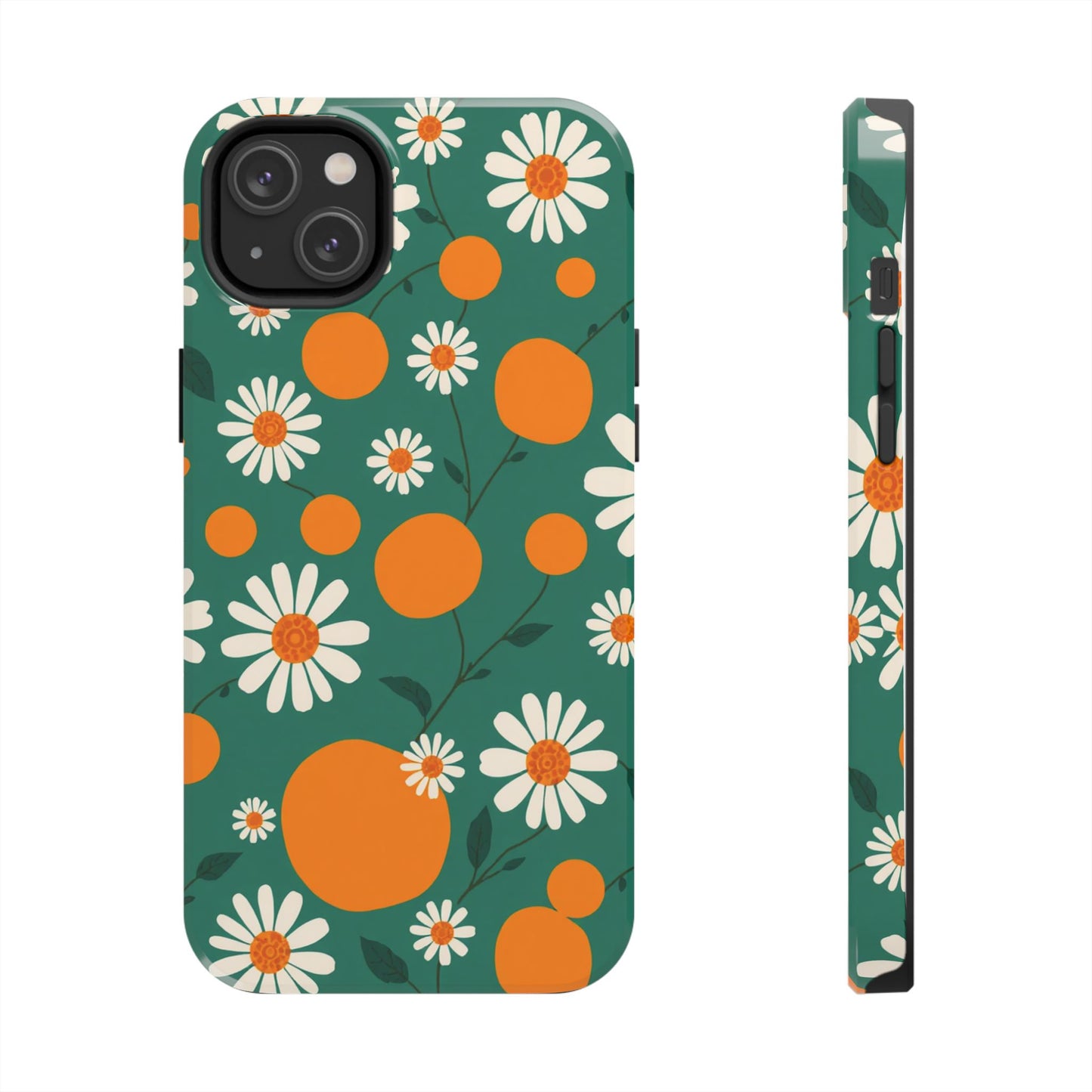 Floral Tough Phone Case - Daisy & Orange Design