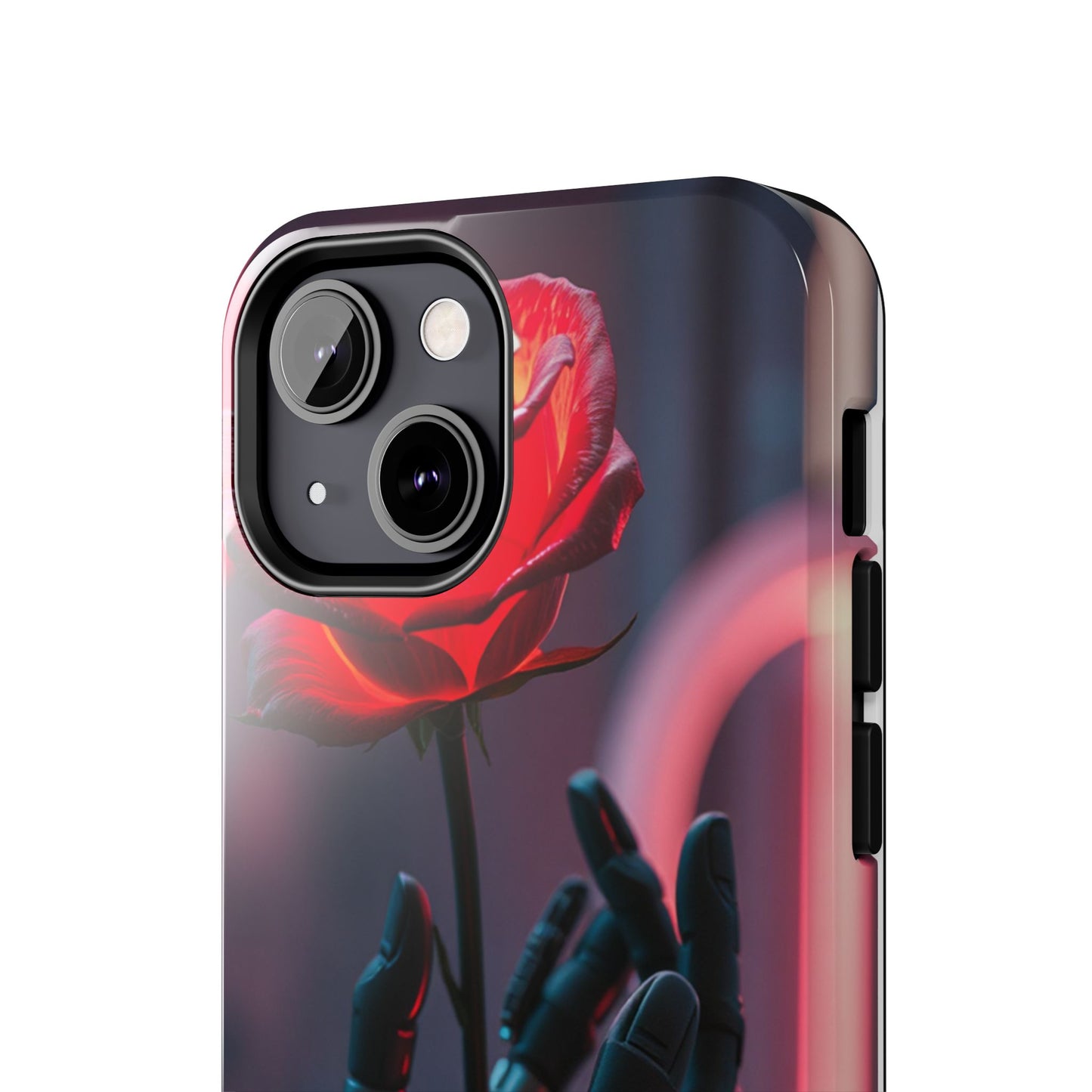 Futuristic Tough Phone Case with Robotic Rose Design | Durable Protection