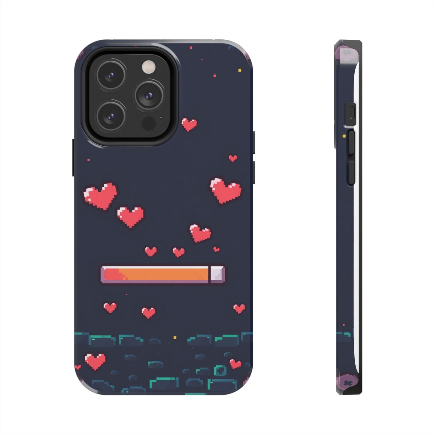 Pixel Heart Tough Phone Case - Retro Gamer Style for Valentine's Day