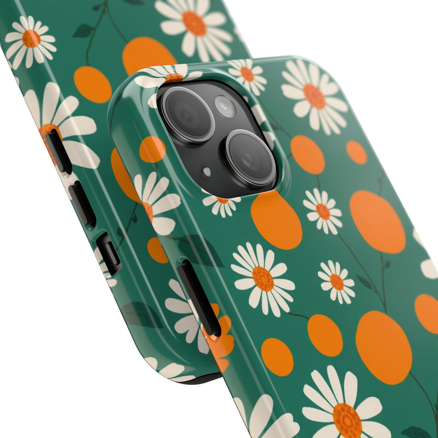 Floral Tough Phone Case - Daisy & Orange Design