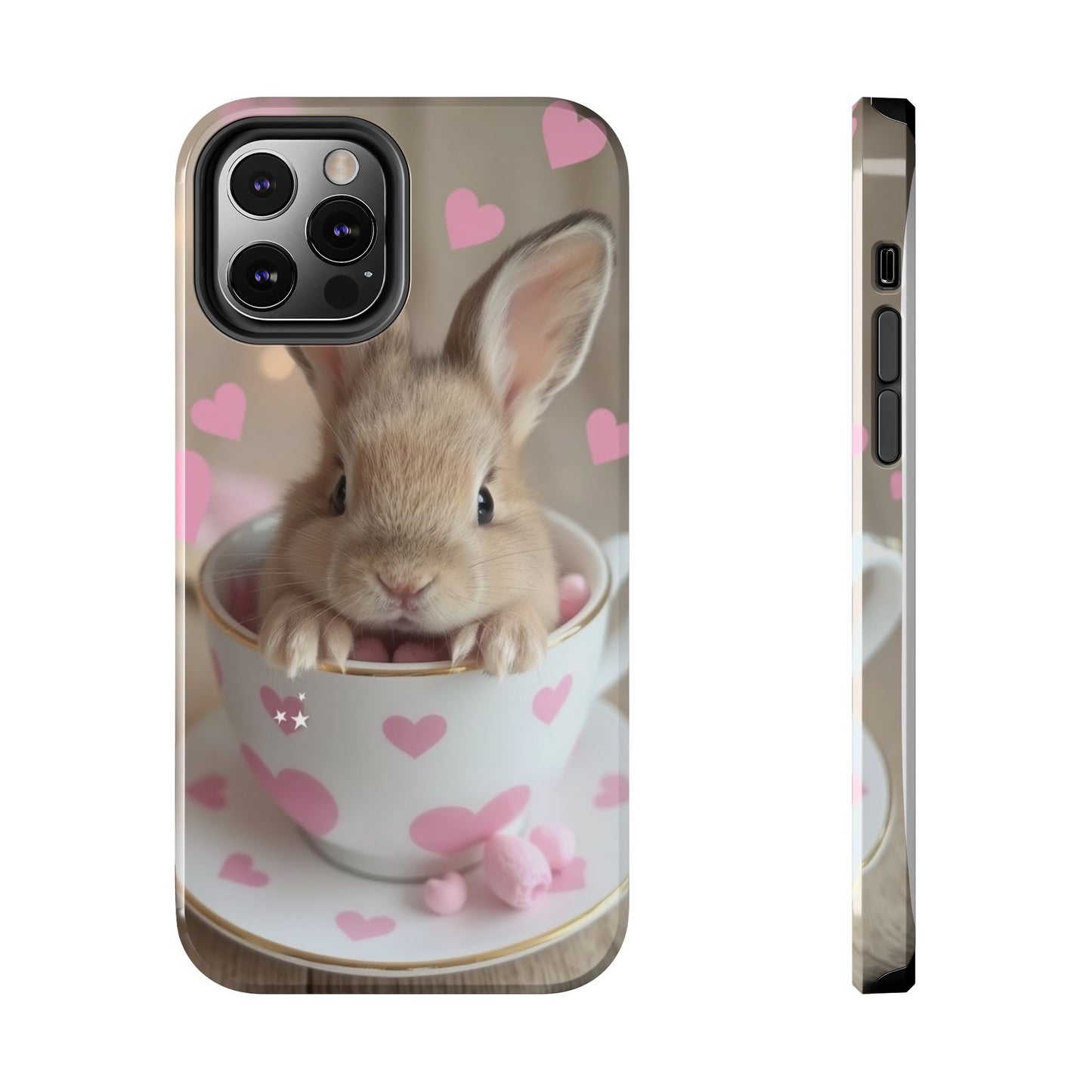 Adorable Bunny Phone Case with Heart Design - Cute Gift for Animal Lovers