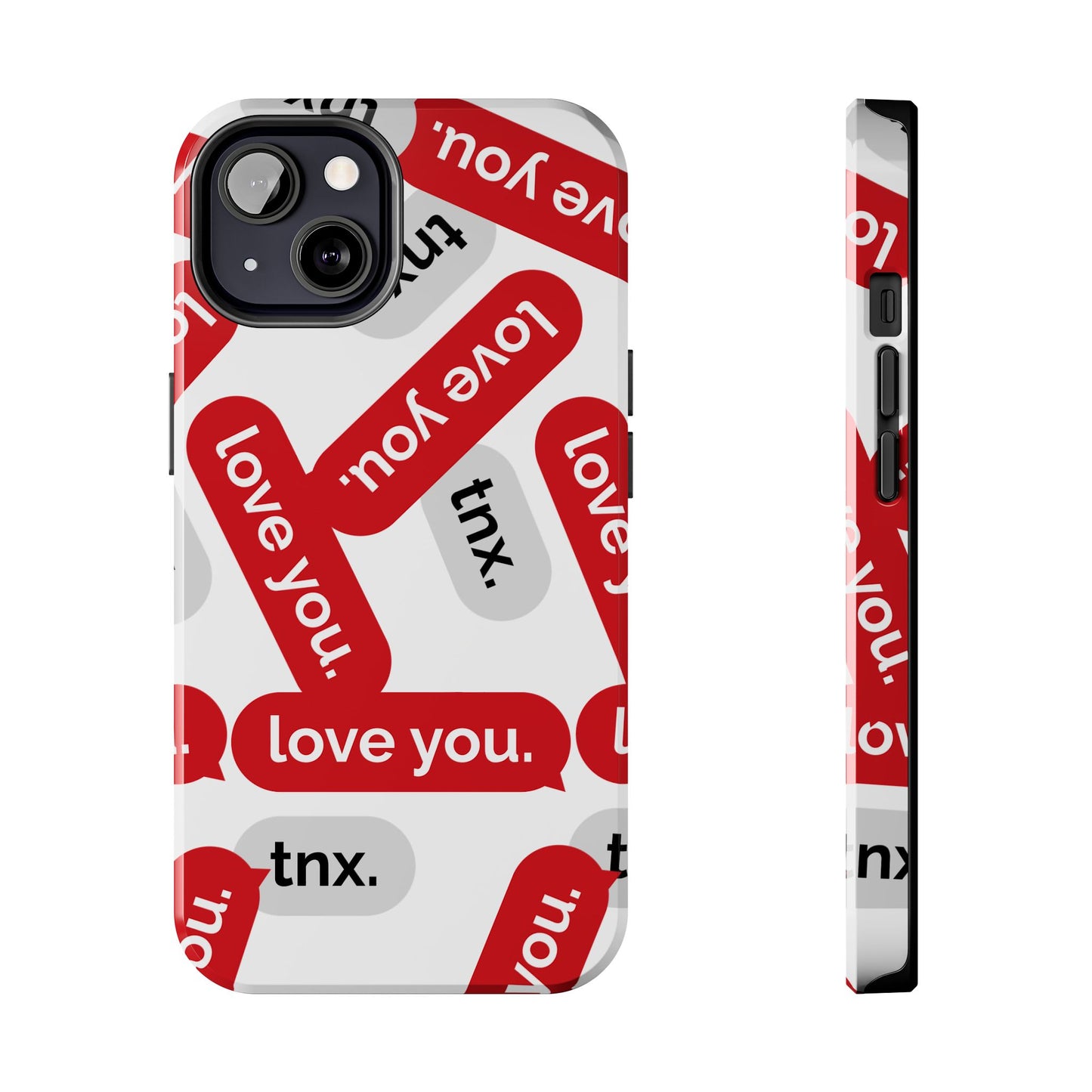 Love You&Tnx Tough Phone Case - Stylish and Protective for iPhone