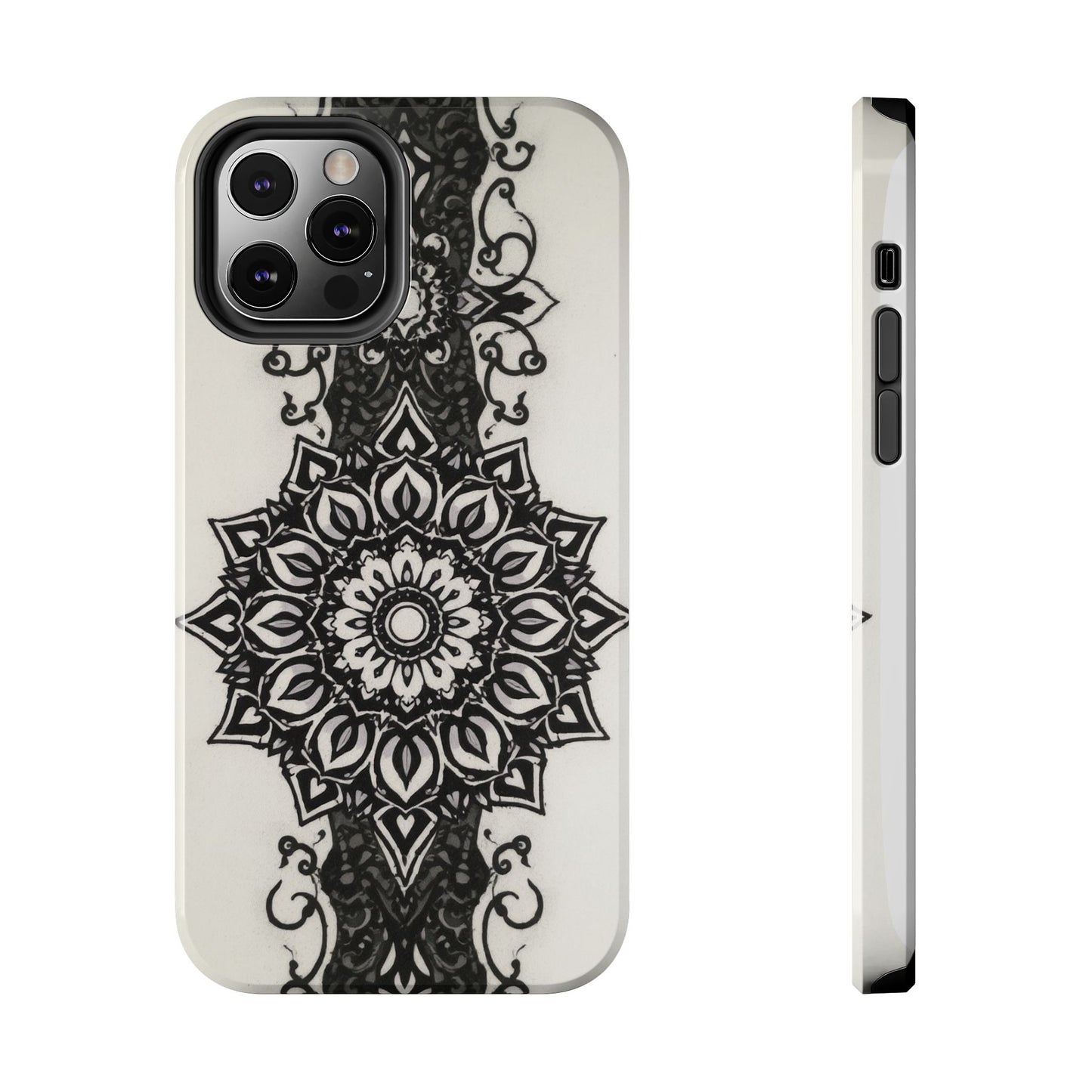 Stylish Tough Phone Cases with Dark Mandala Design - Durable and Unique Protection - for iPhone