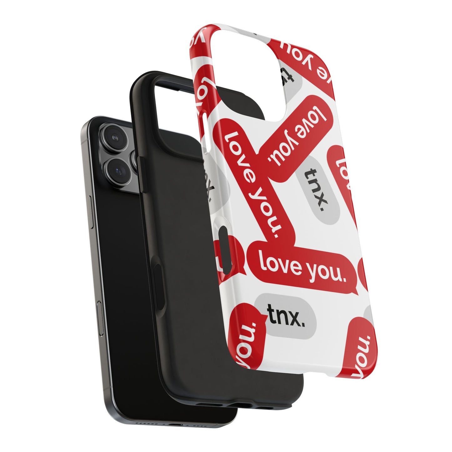 Love You&Tnx Tough Phone Case - Stylish and Protective for iPhone