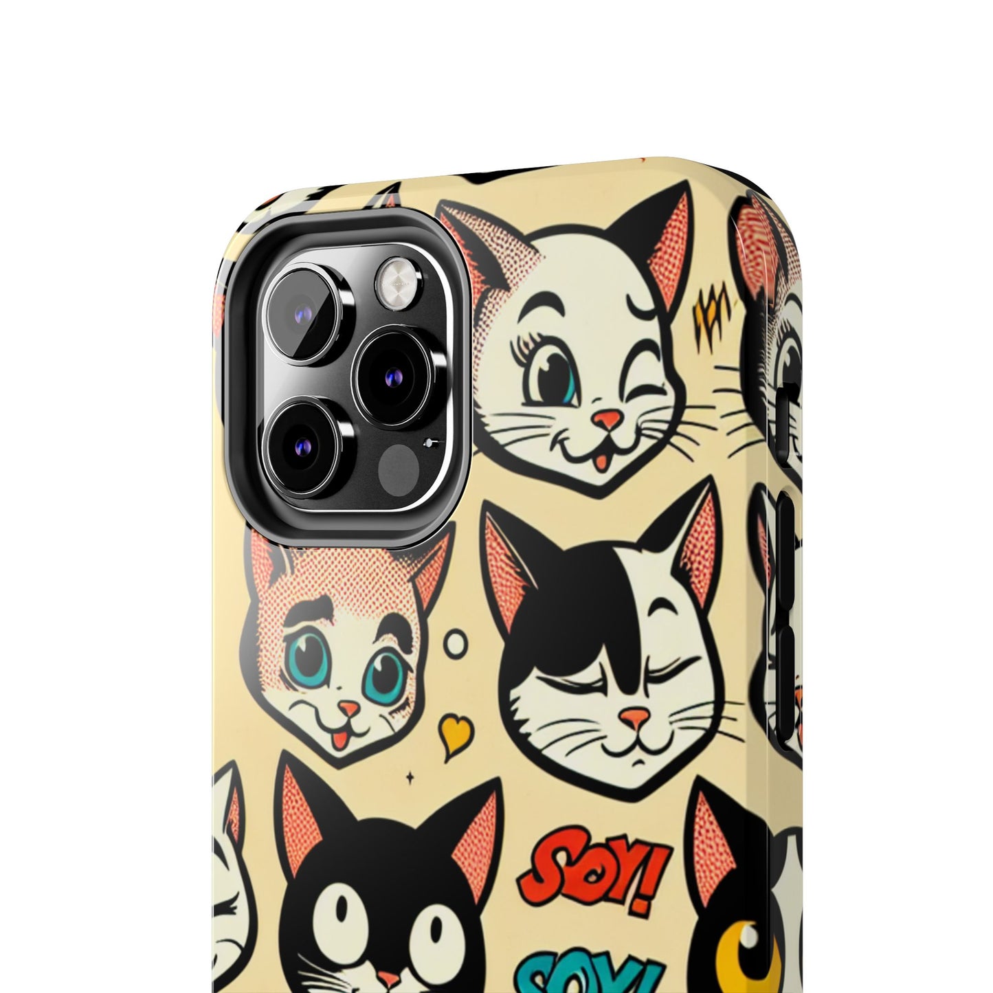 Playful Cat-Themed Tough Phone Case - Pet Pattern - for iPhone
