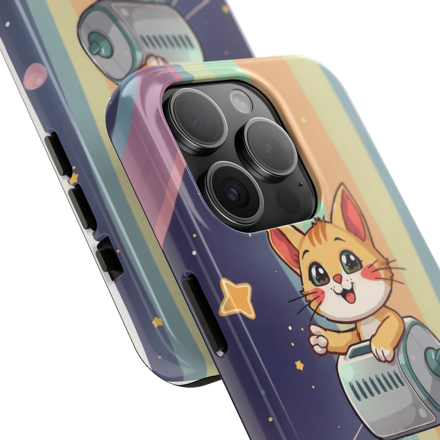 Cute Cat Rocket Phone Case - Vibrant and Playful Tough Case