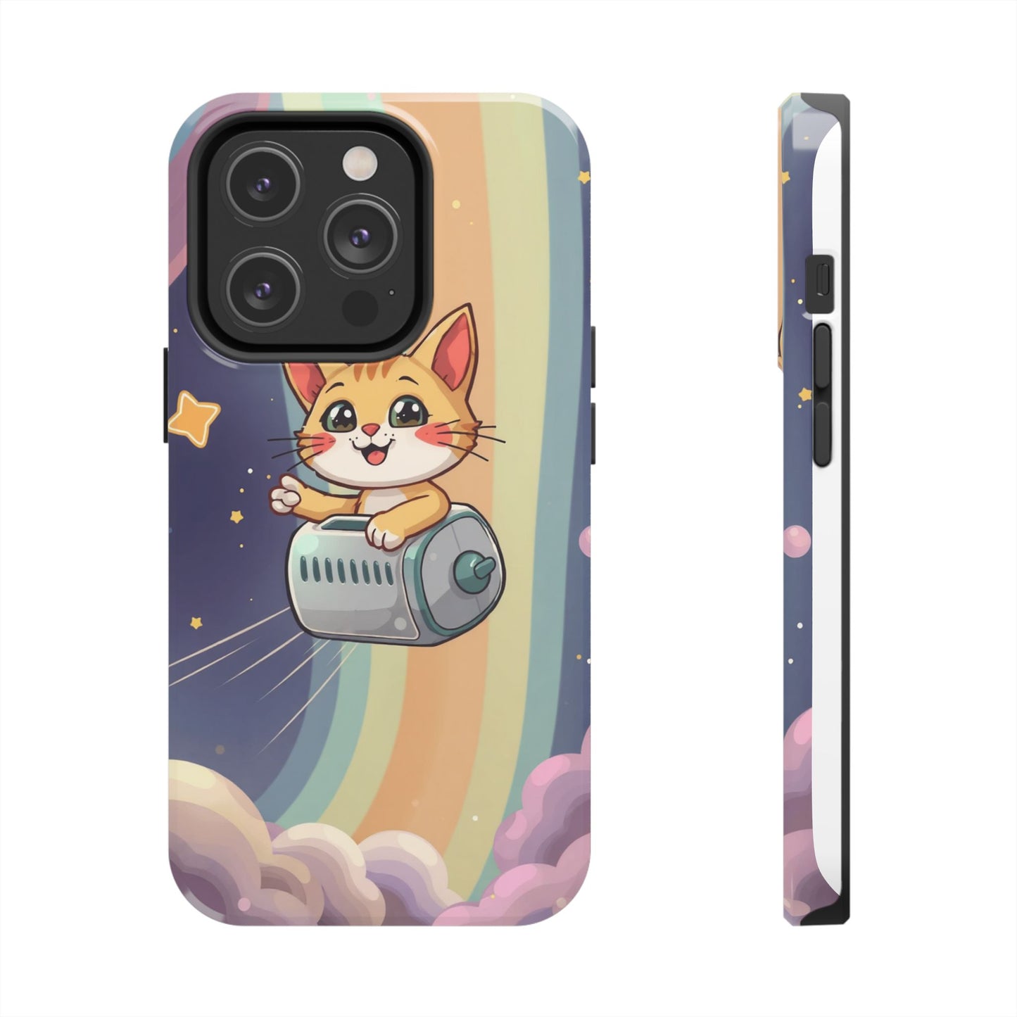 Cute Cat Rocket Phone Case - Vibrant and Playful Tough Case