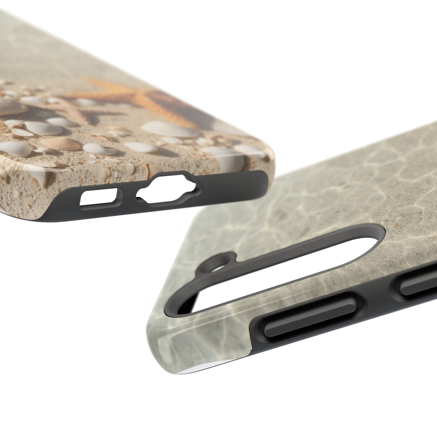 Beach-Inspired Tough Phone Case with Starfish and Seashell Design