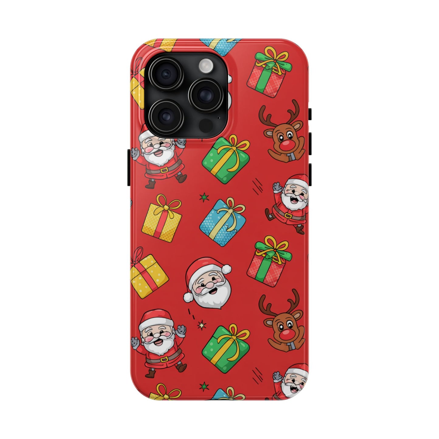 Festive Santa and Reindeer Tough Phone Case - Christmas Holiday Design