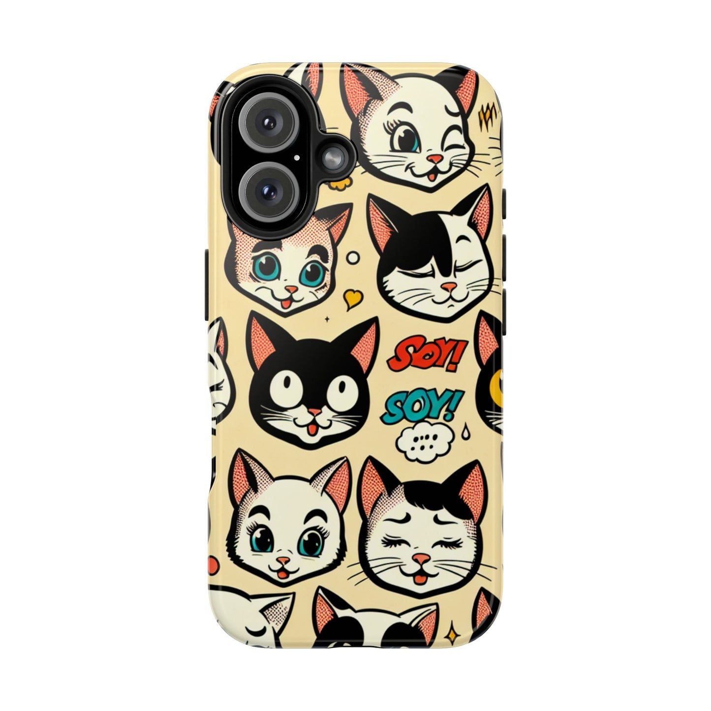 Playful Cat-Themed Tough Phone Case - Pet Pattern - for iPhone