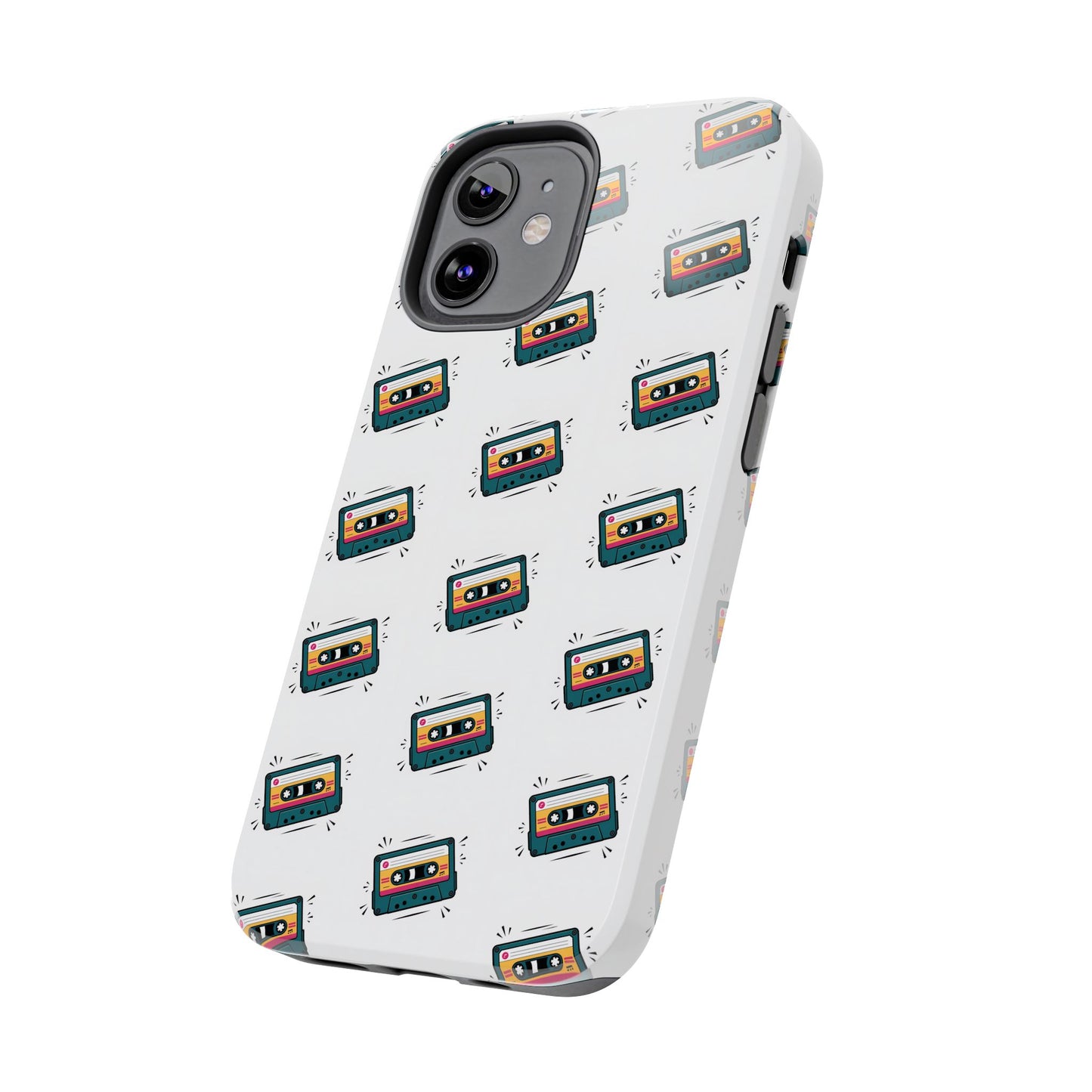 Retro Cassette Tape Phone Case Pattern - White