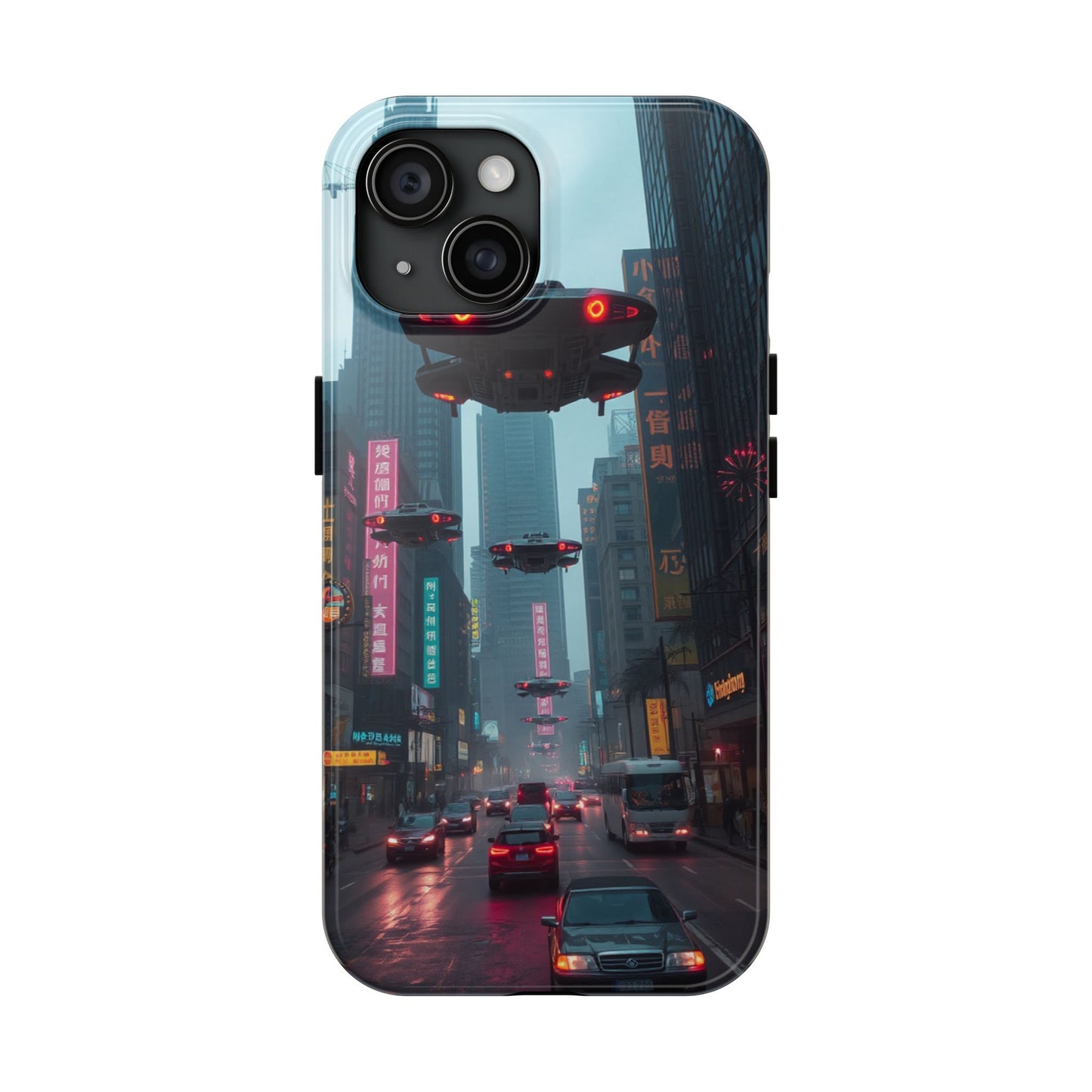 Futuristic City Tough Phone Case - Sci-Fi Design for Urban Explorers