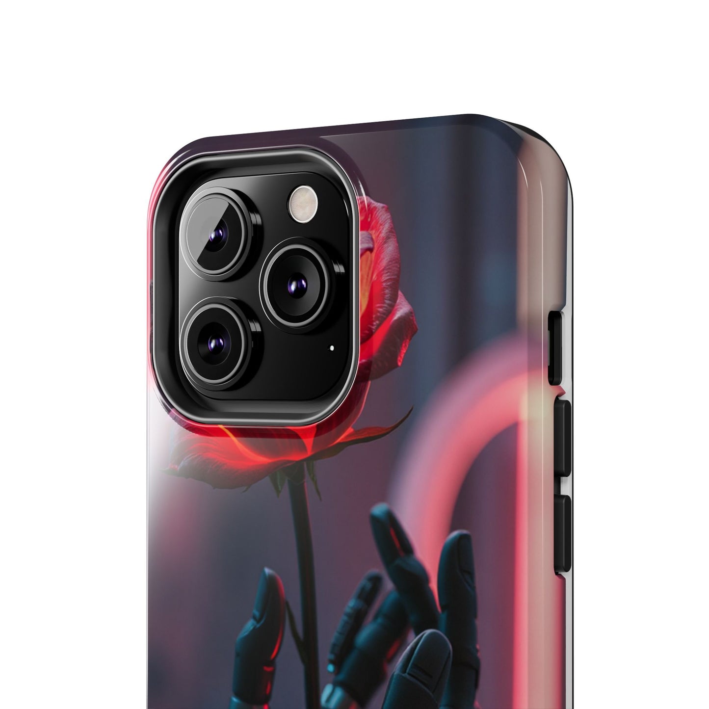 Futuristic Tough Phone Case with Robotic Rose Design | Durable Protection