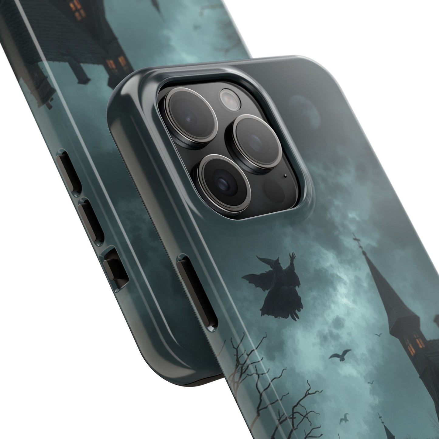 Halloween-Themed Tough Phone Case with Spooky House Design