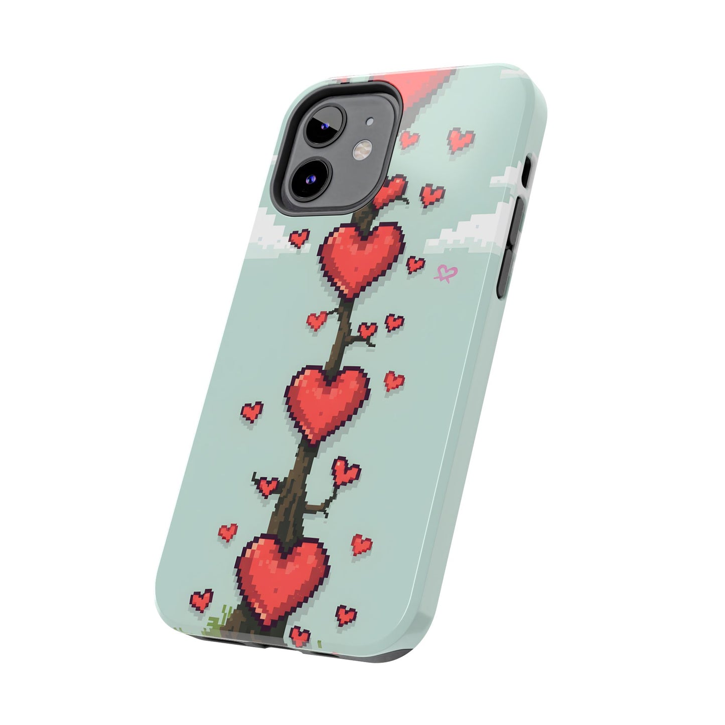 Pixelated Love Hearts Tree | Tough Phone Case - Cute Design - for iPhone