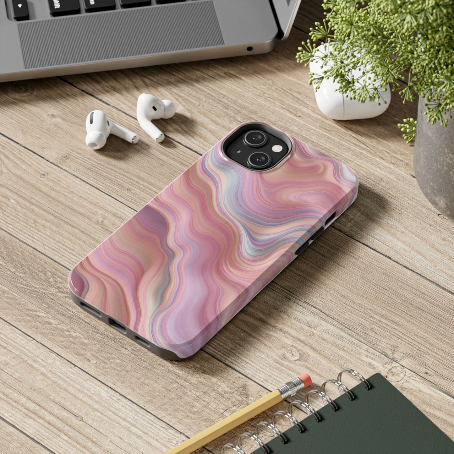 Stylish Tough Phone Cases - Abstract Pink Marble Design