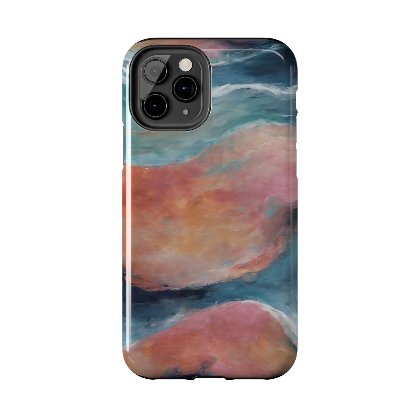 Artistic Painted Sea Tough Phone Case - Abstract Waves Design - for iPhone
