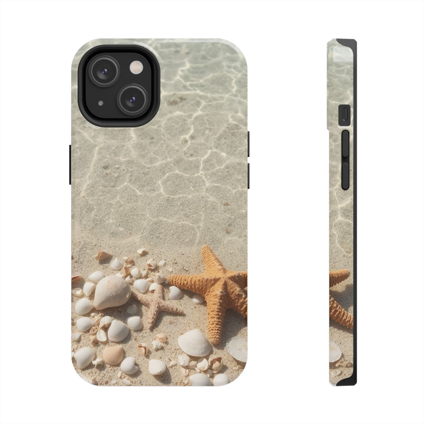 Beach-Inspired Tough Phone Case with Starfish and Seashell Design