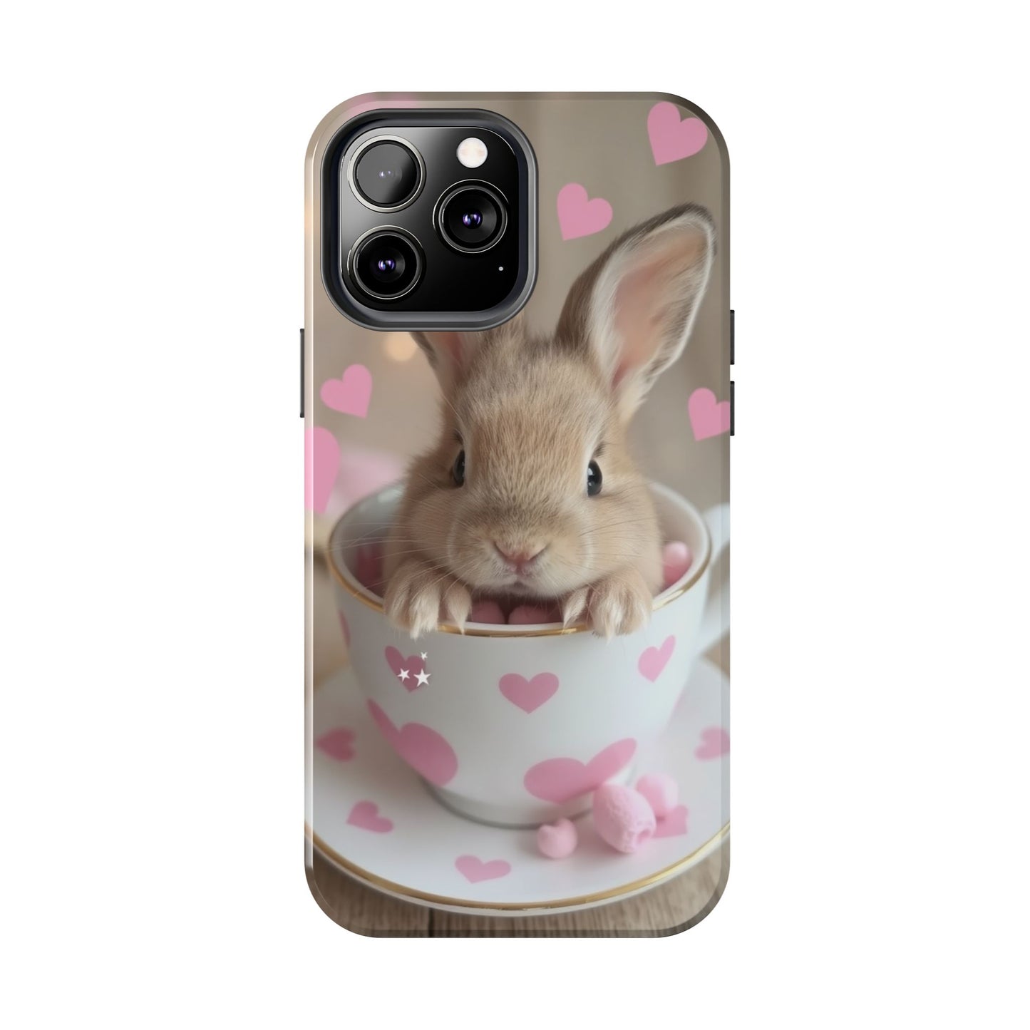Adorable Bunny Phone Case with Heart Design - Cute Gift for Animal Lovers