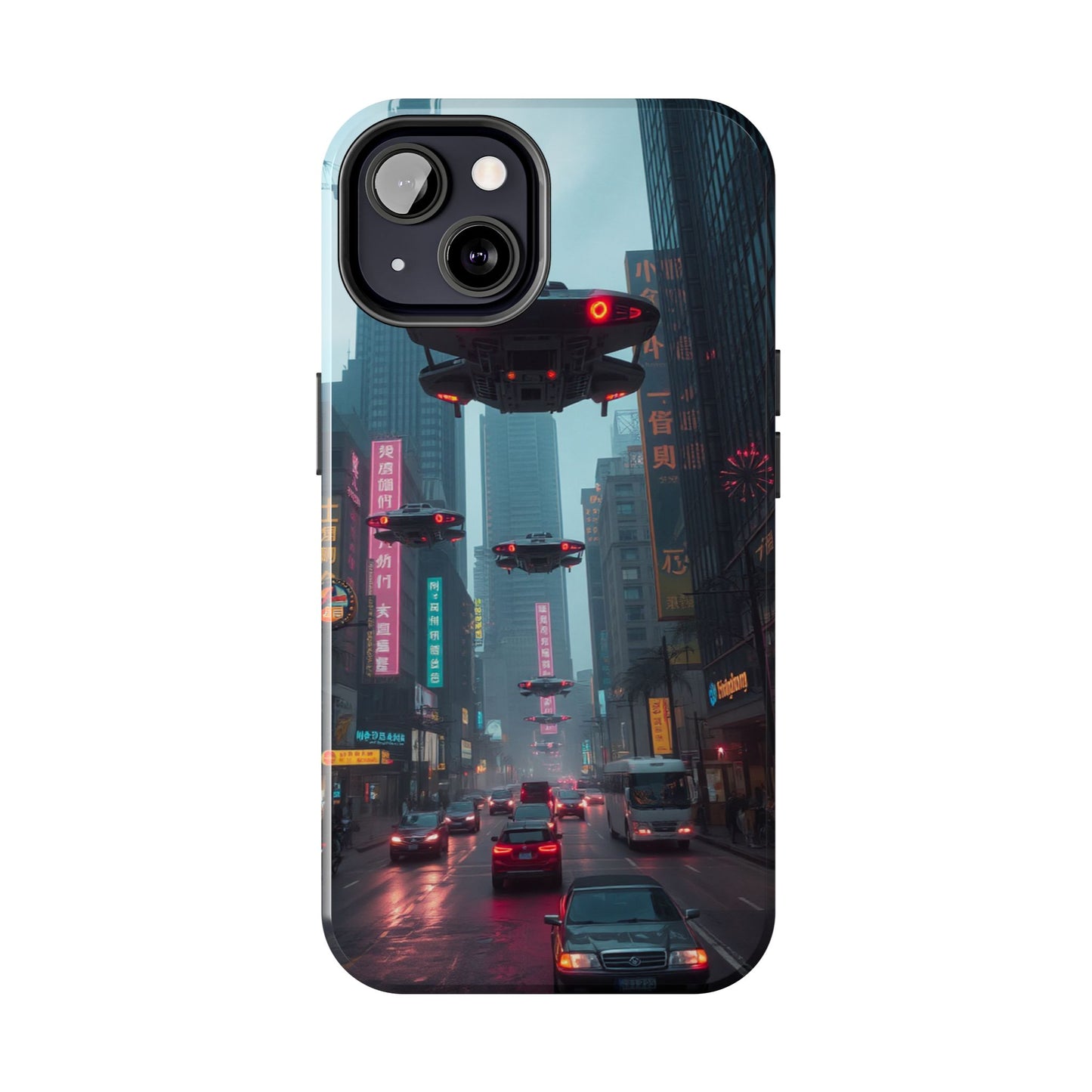 Futuristic City Tough Phone Case - Sci-Fi Design for Urban Explorers