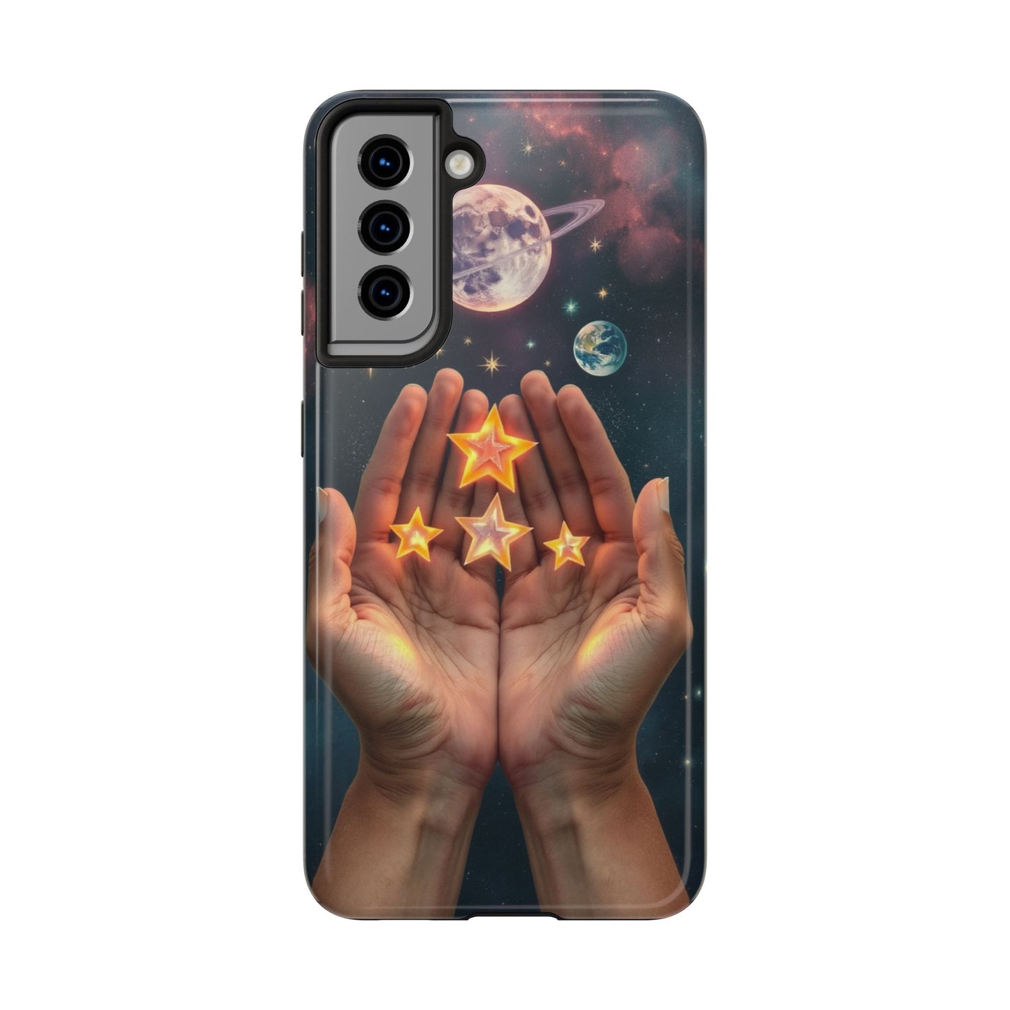 Galaxy Hands Tough Phone Case - Celestial Design for Star Lovers