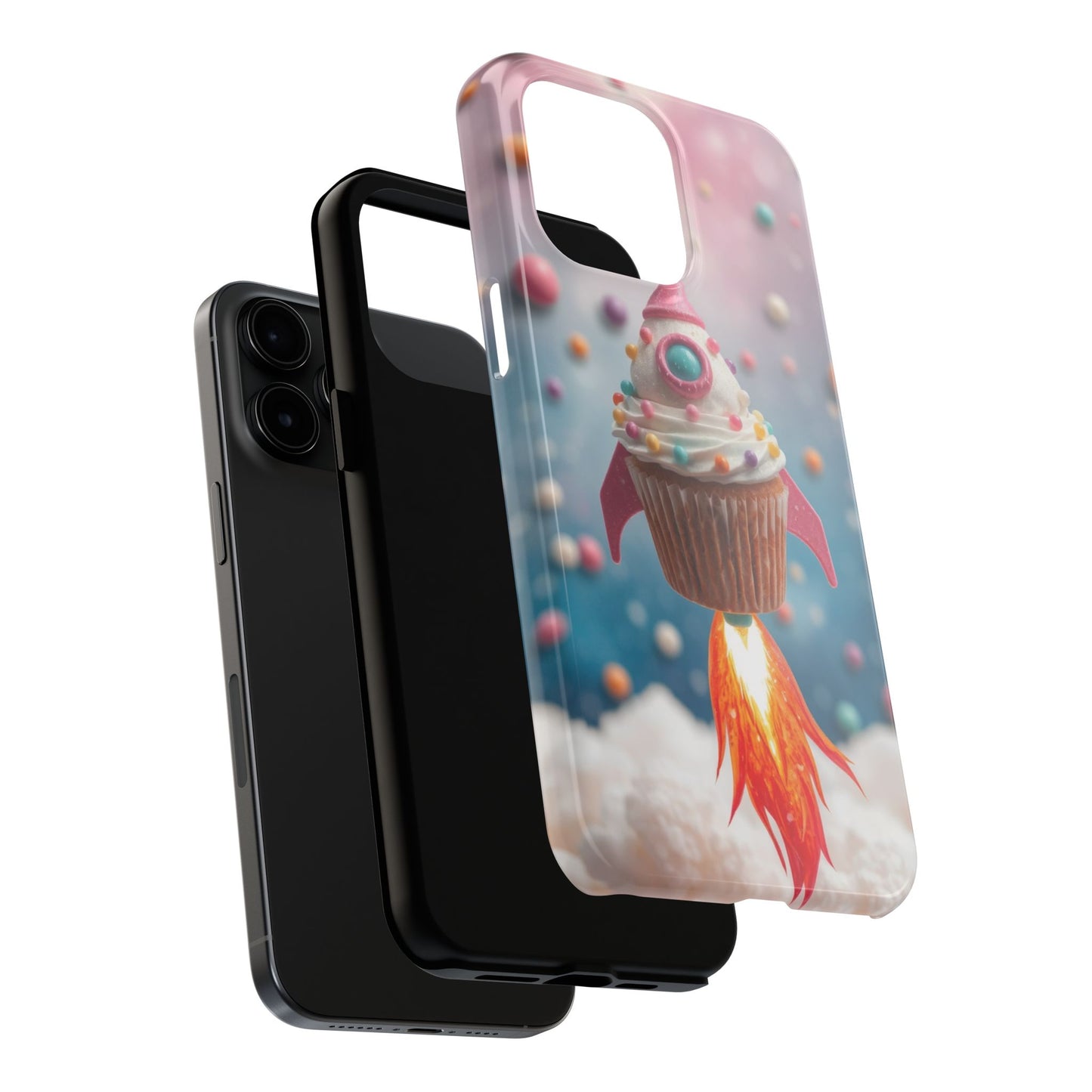 Whimsical Rocket Cupcake Phone Case - Fun Protective Case for Kids and Teens