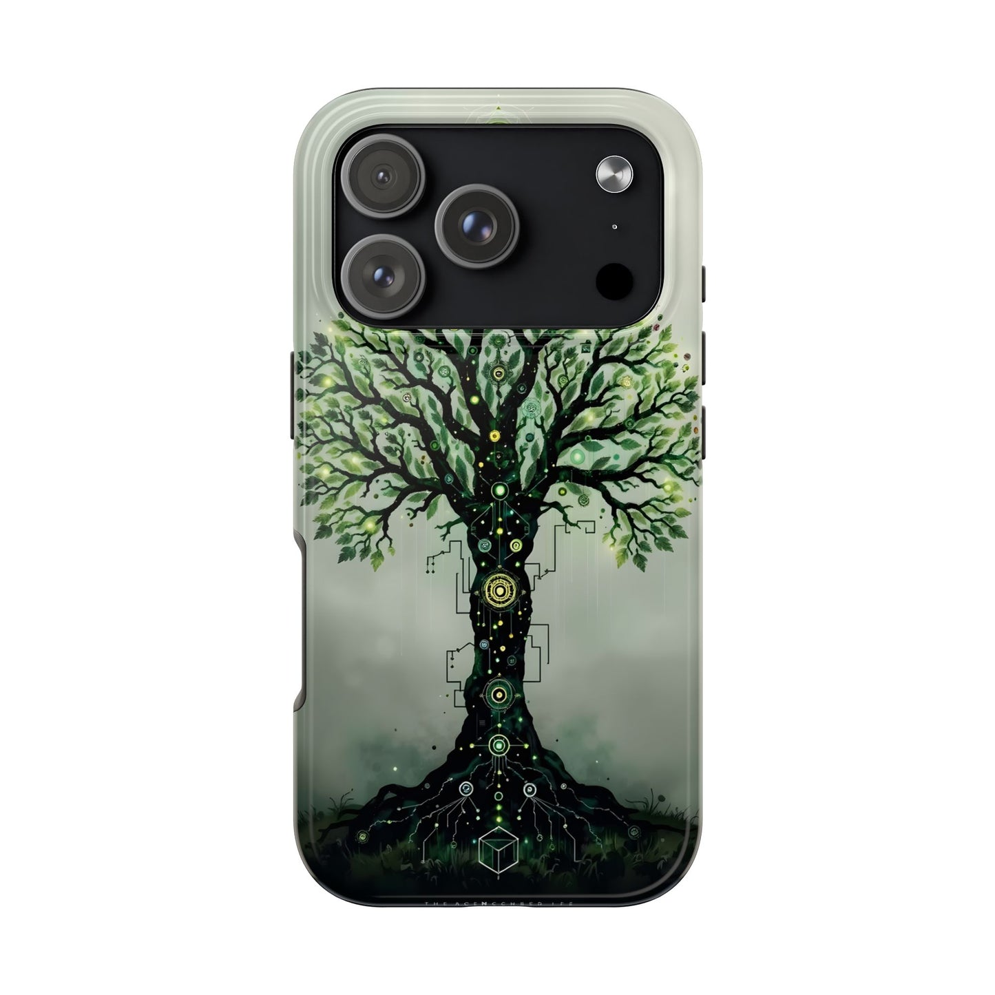 Nature-Inspired Tough Phone Case with Tech Tree Design - for iPhone