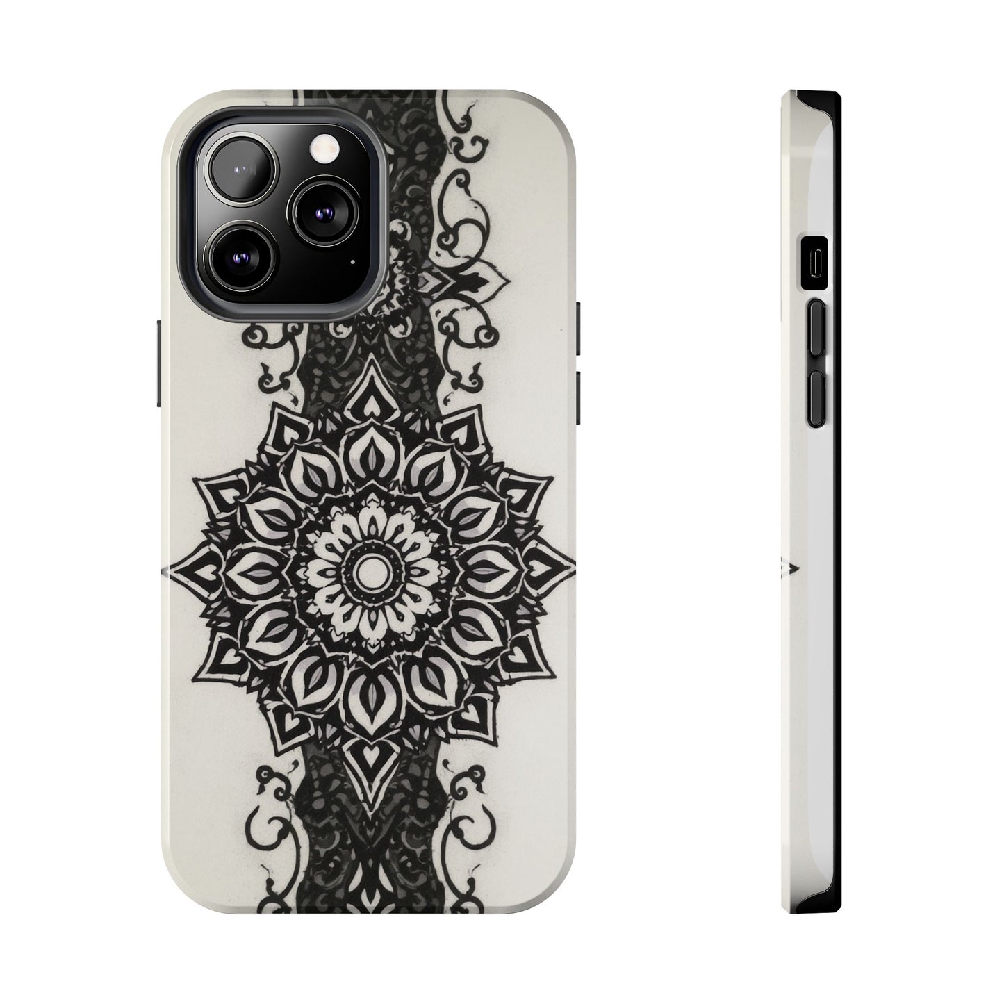 Stylish Tough Phone Cases with Dark Mandala Design - Durable and Unique Protection - for iPhone